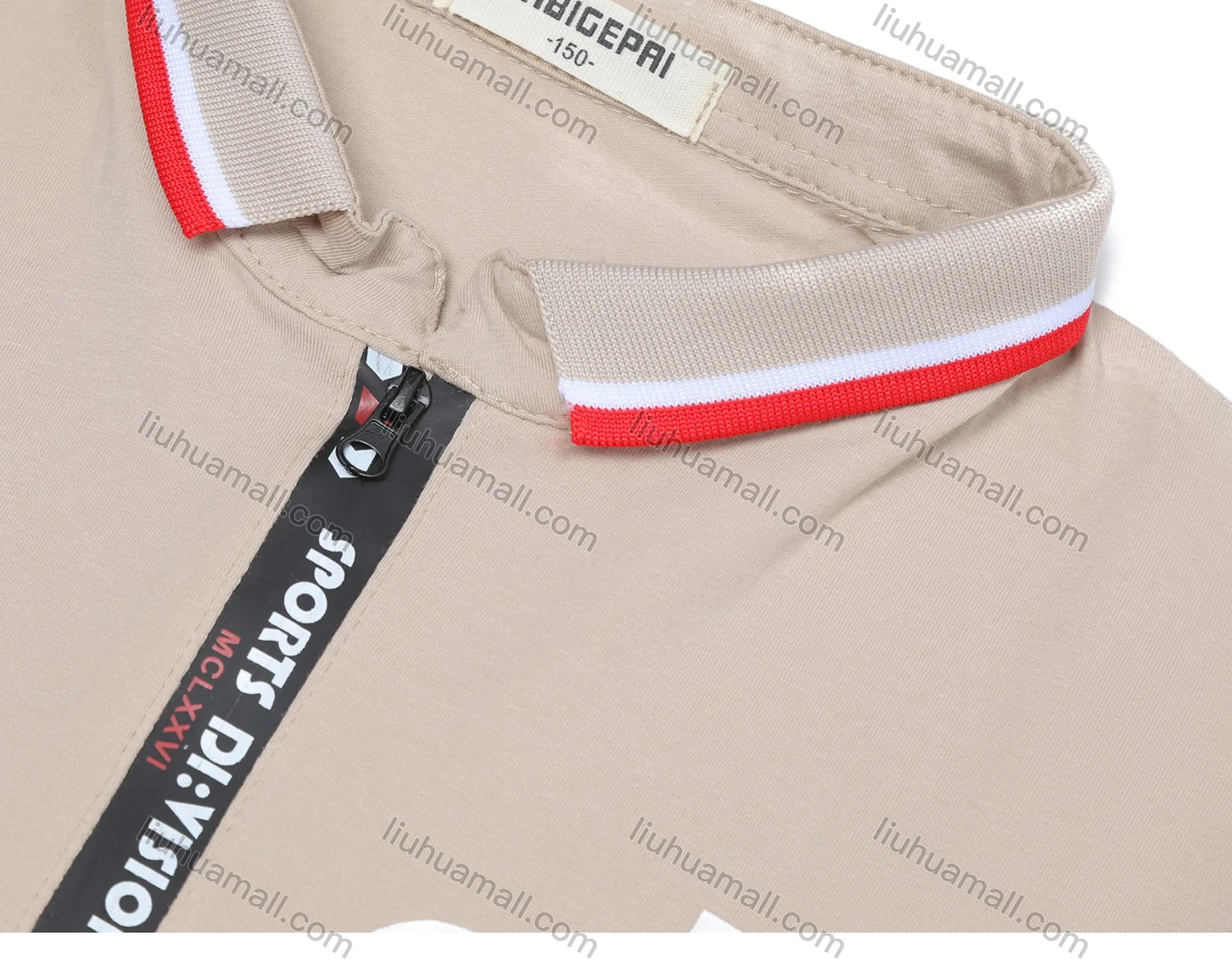Wholesale Boy's Casual Letter Print Embroidered Quarter Zip Short Sleeve Polo Shirt - Liuhuamall