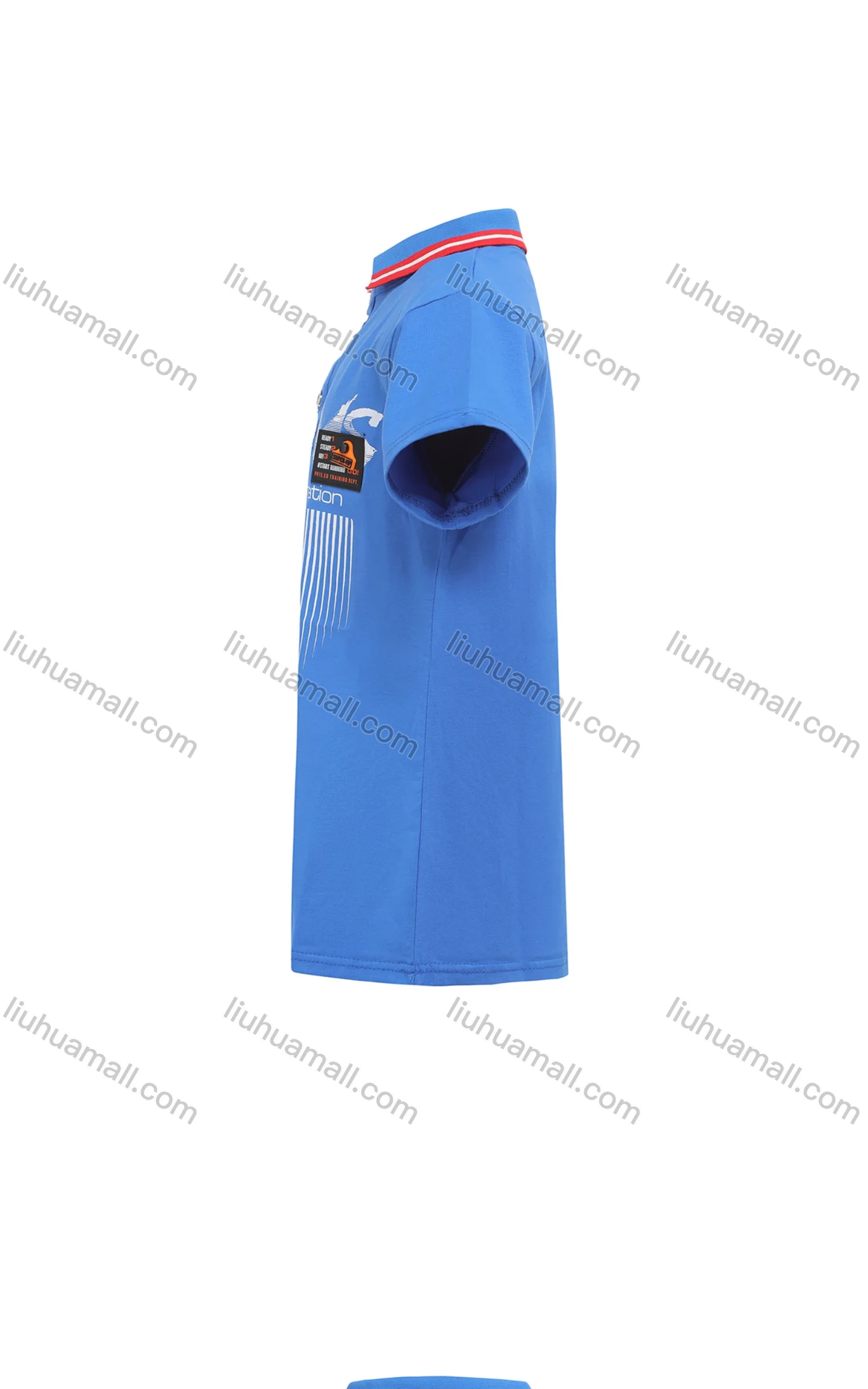 Wholesale Boy's Casual Letter Print Slim Fit Striped Short Sleeve Polo Shirt - Liuhuamall