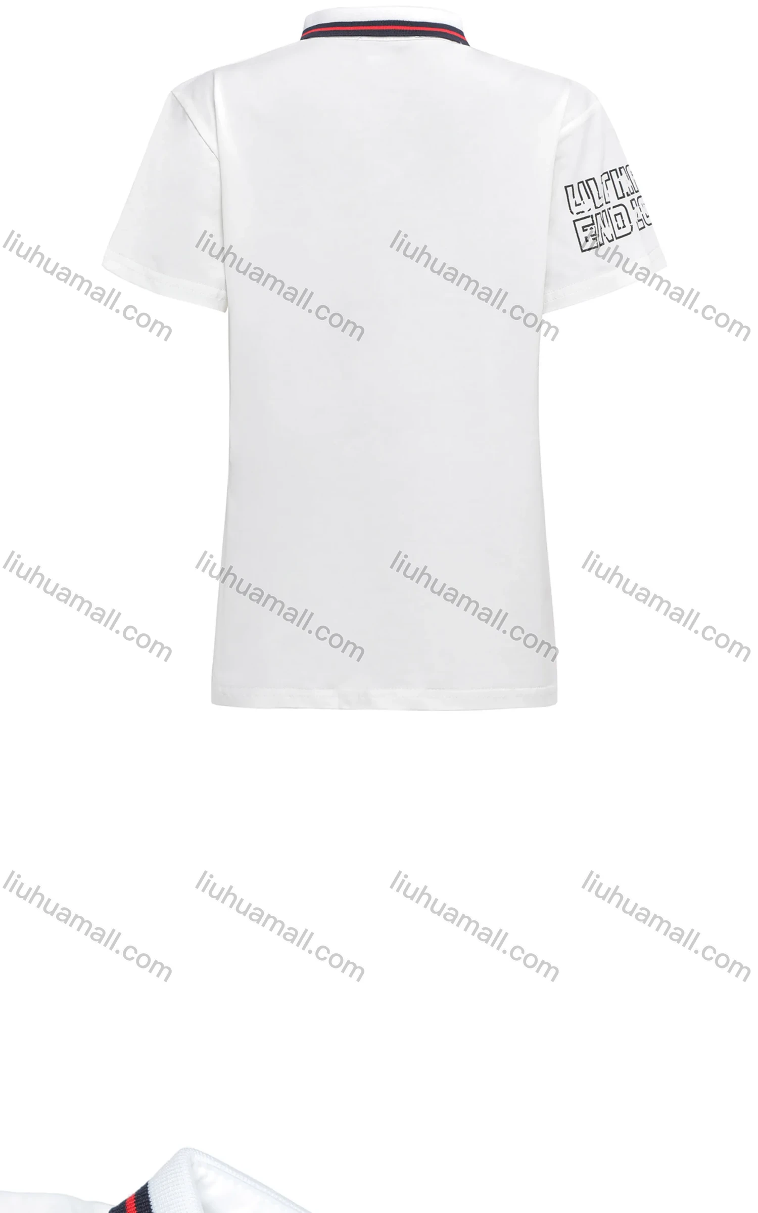 Wholesale Boy's Casual Letter Graphic Quarter Zip Adorn Buckle Short Sleeve Polo Shirt - Liuhuamall