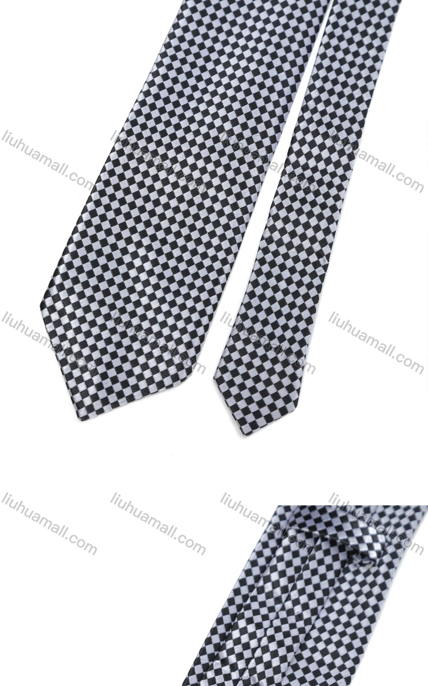 Wholesale Men's Business Formal Checkerboard Ties & Pocket Square & Cufflinks Sets - Liuhuamall