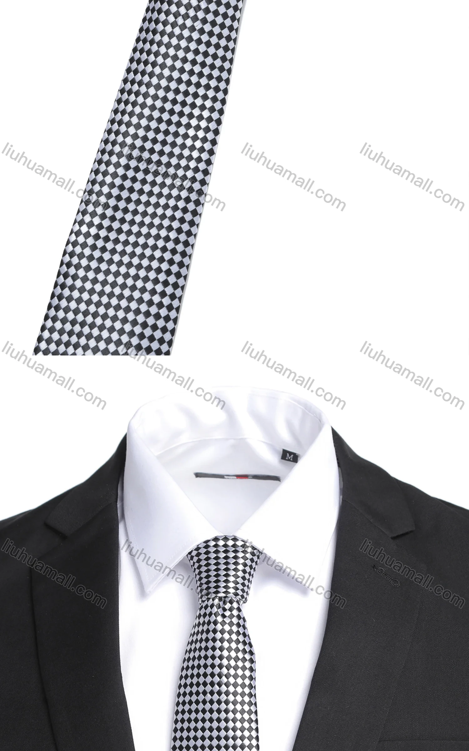 Wholesale Men's Business Formal Checkerboard Ties & Pocket Square & Cufflinks Sets - Liuhuamall
