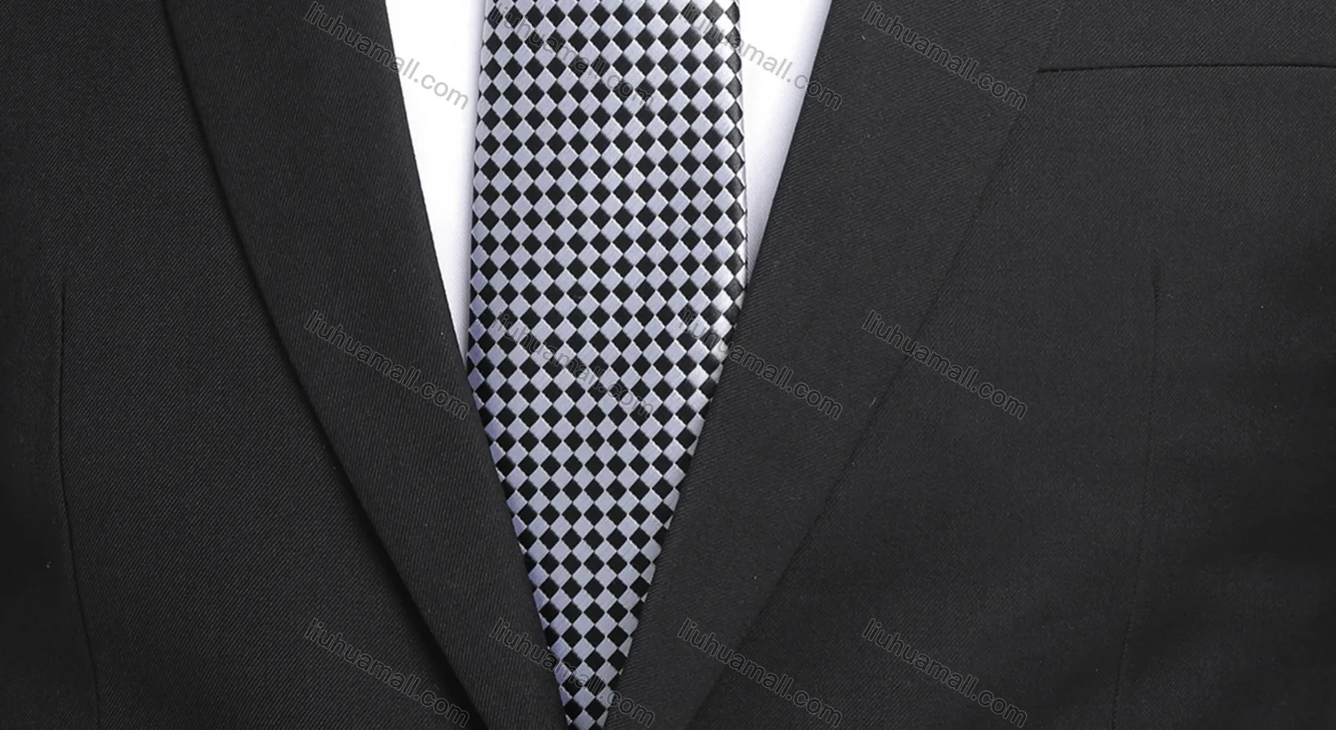 Wholesale Men's Business Formal Checkerboard Ties & Pocket Square & Cufflinks Sets - Liuhuamall