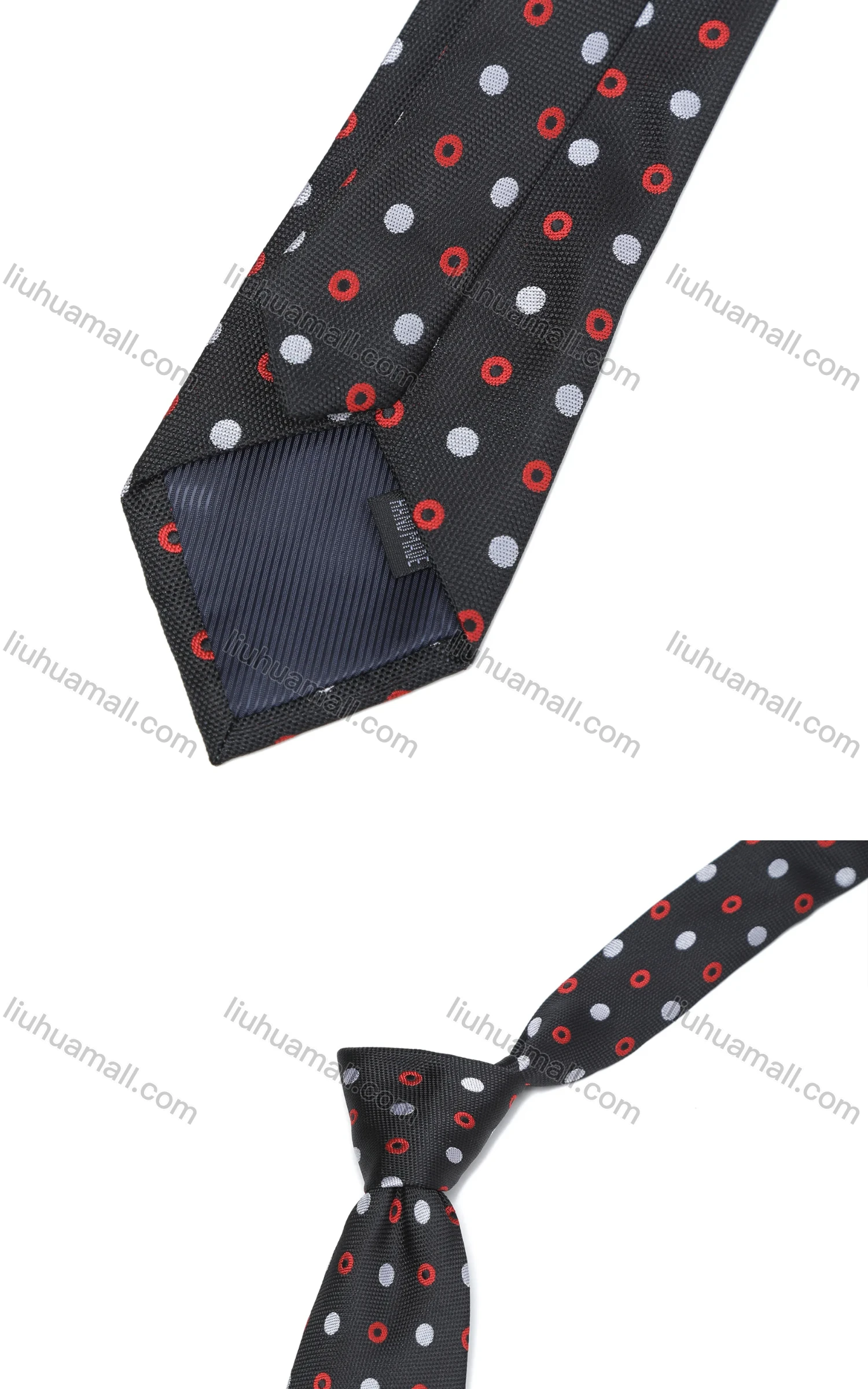 Wholesale Men's Business Formal Polka Dot Contrast Ties & Pocket Square & Cufflinks Sets - Liuhuamall
