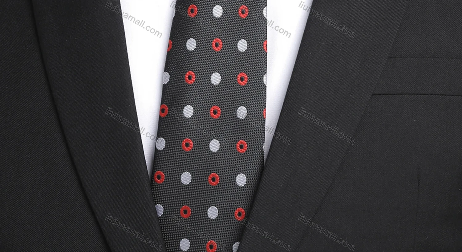 Wholesale Men's Business Formal Polka Dot Contrast Ties & Pocket Square & Cufflinks Sets - Liuhuamall