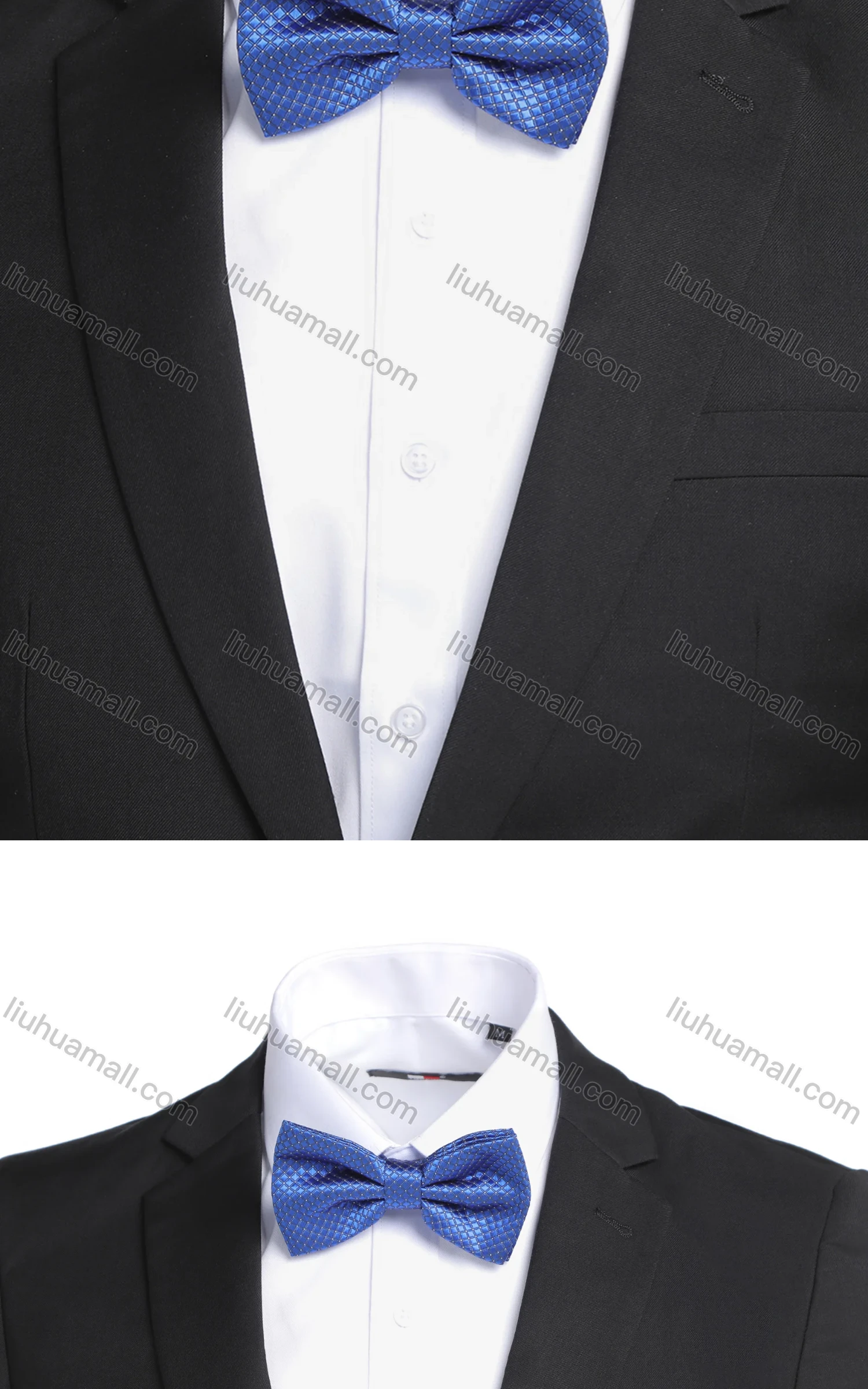 Wholesale Men's Fashion Plaid Adjustable Bow Ties & Pocket Square & Cufflinks Sets - Liuhuamall