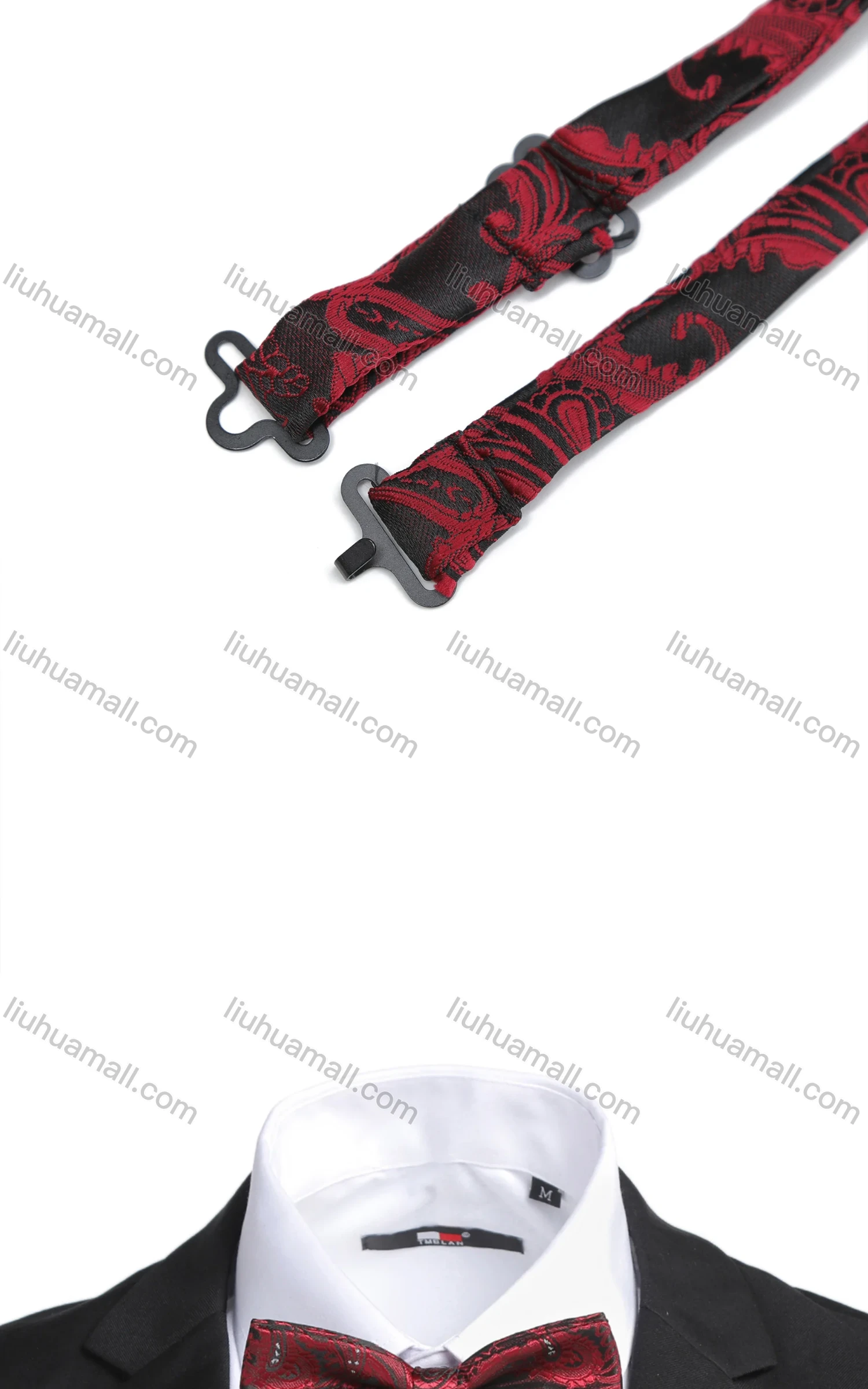 Wholesale Men's Fashion Paisley Embroidered Adjustable Bow Ties & Pocket Square & Cufflinks Sets - Liuhuamall