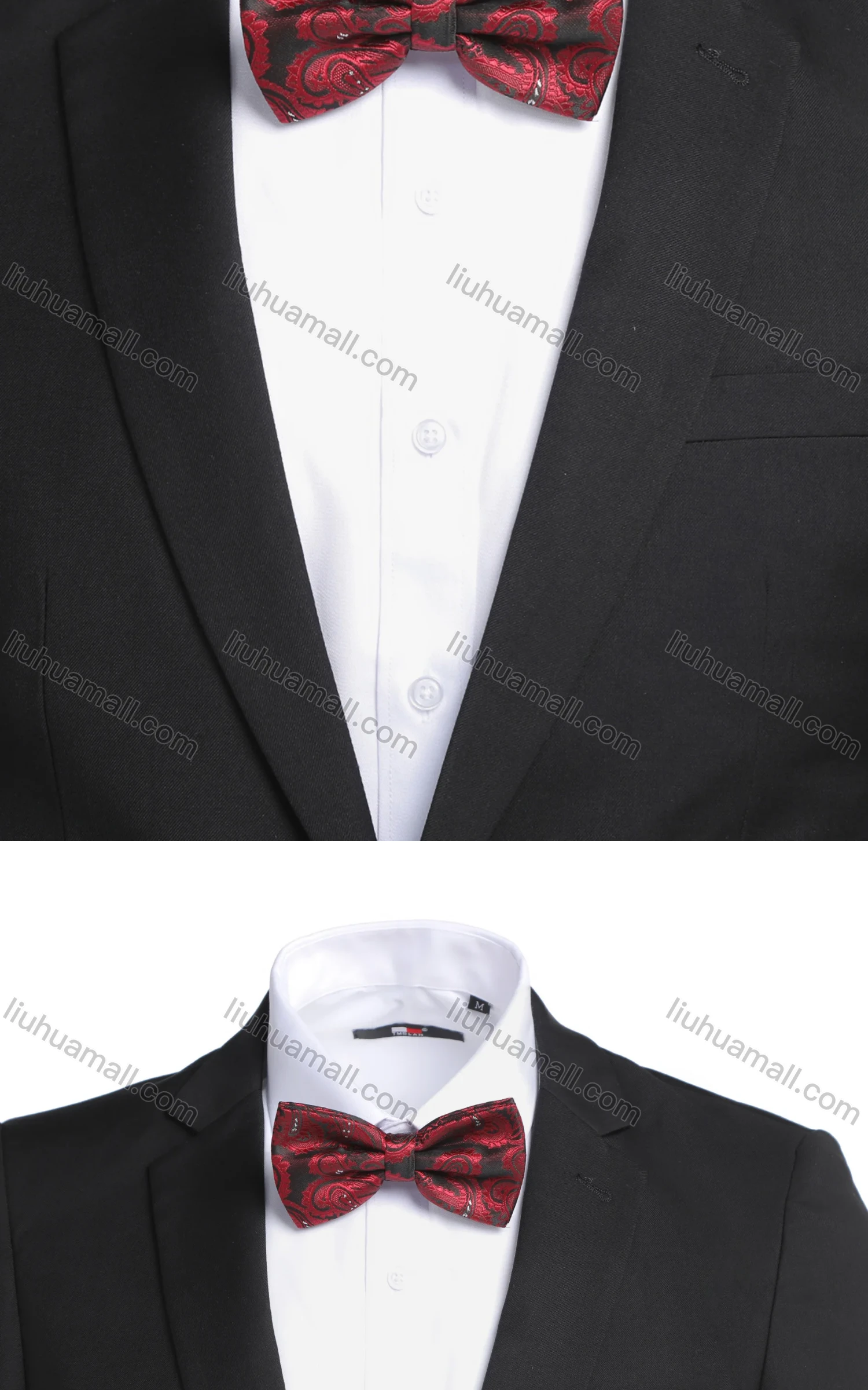 Wholesale Men's Fashion Paisley Embroidered Adjustable Bow Ties & Pocket Square & Cufflinks Sets - Liuhuamall