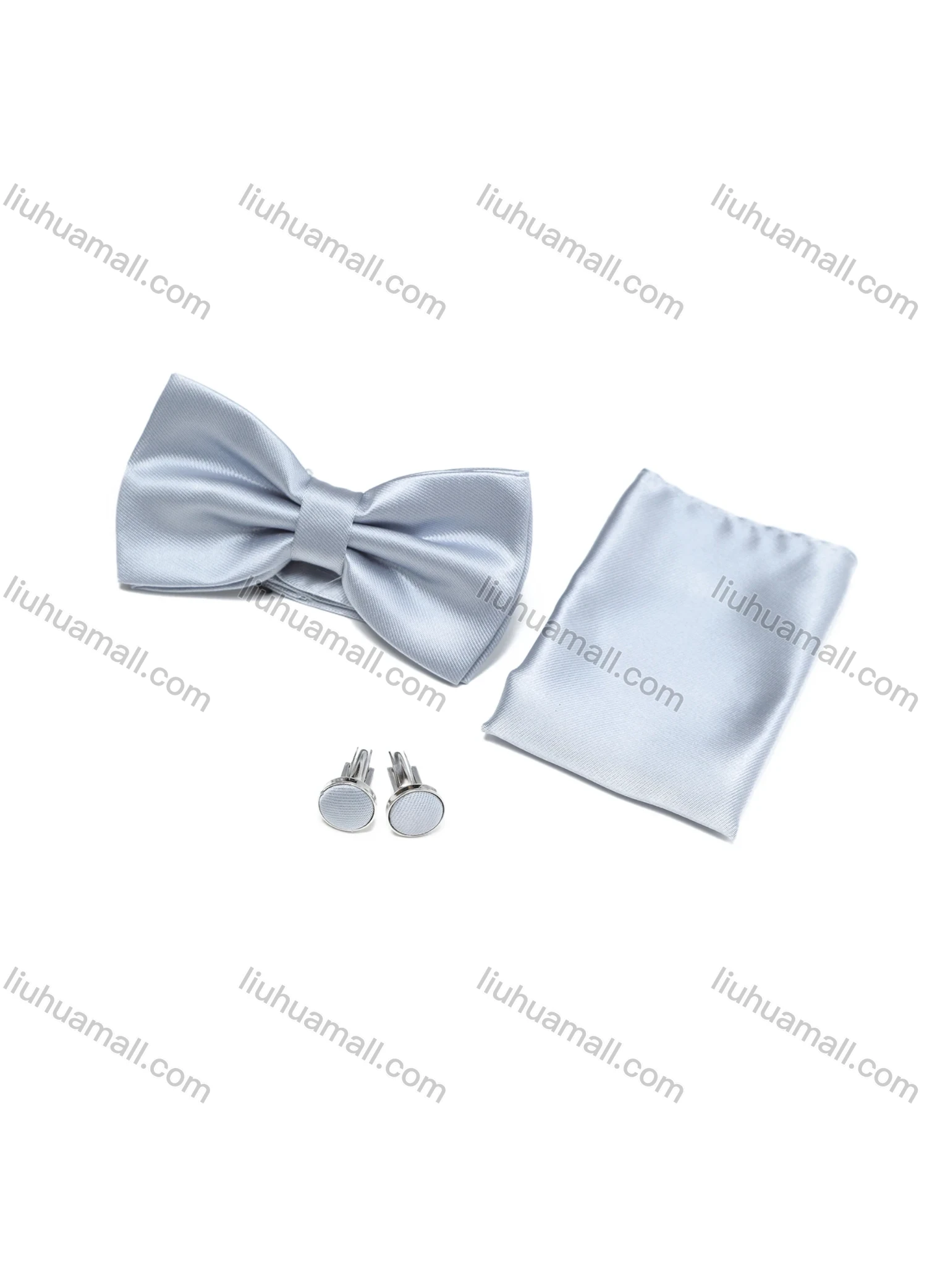 Wholesale Men's Classic Plain Adjustable Bow Ties & Pocket Square & Cufflinks Sets - Liuhuamall