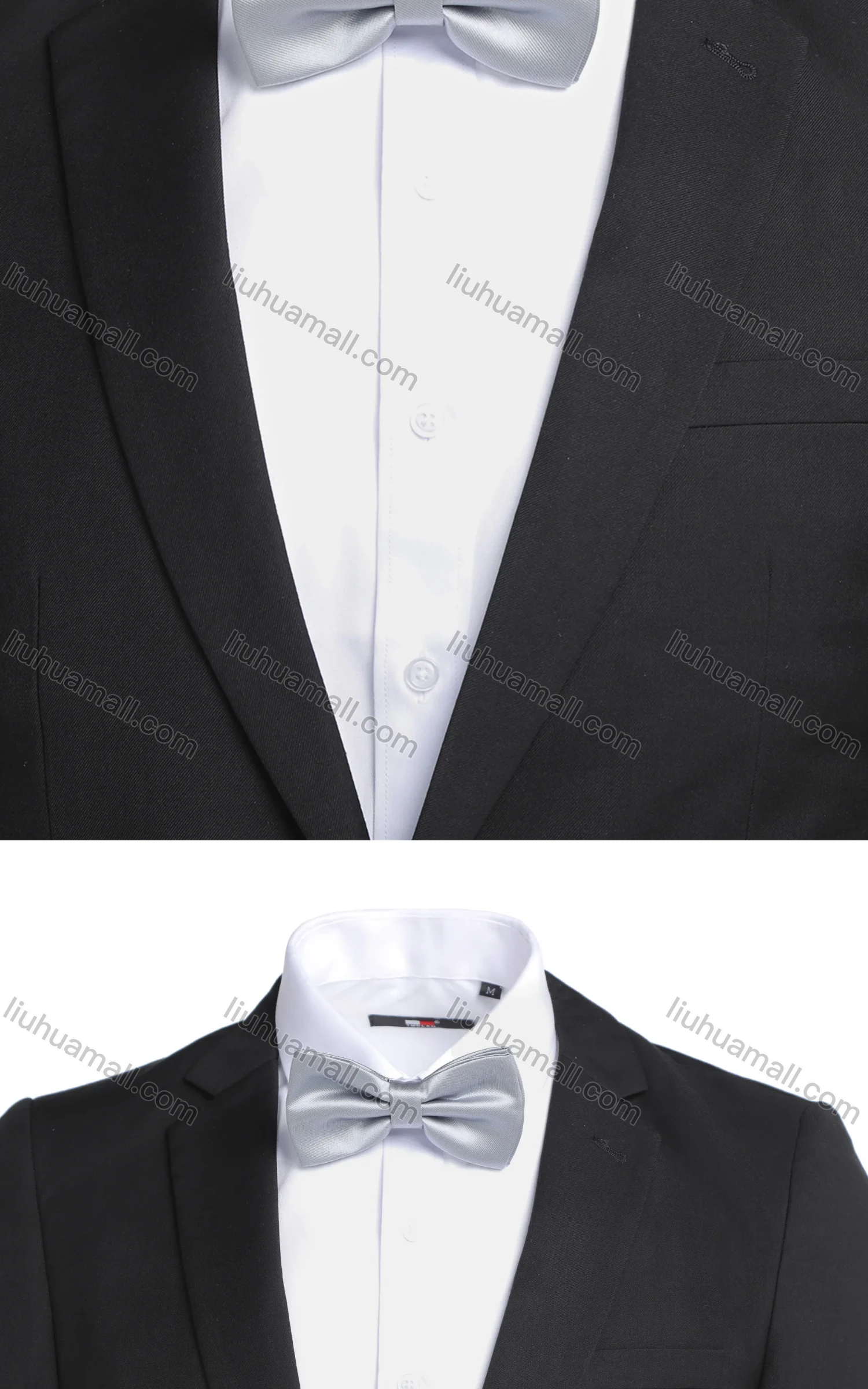 Wholesale Men's Classic Plain Adjustable Bow Ties & Pocket Square & Cufflinks Sets - Liuhuamall