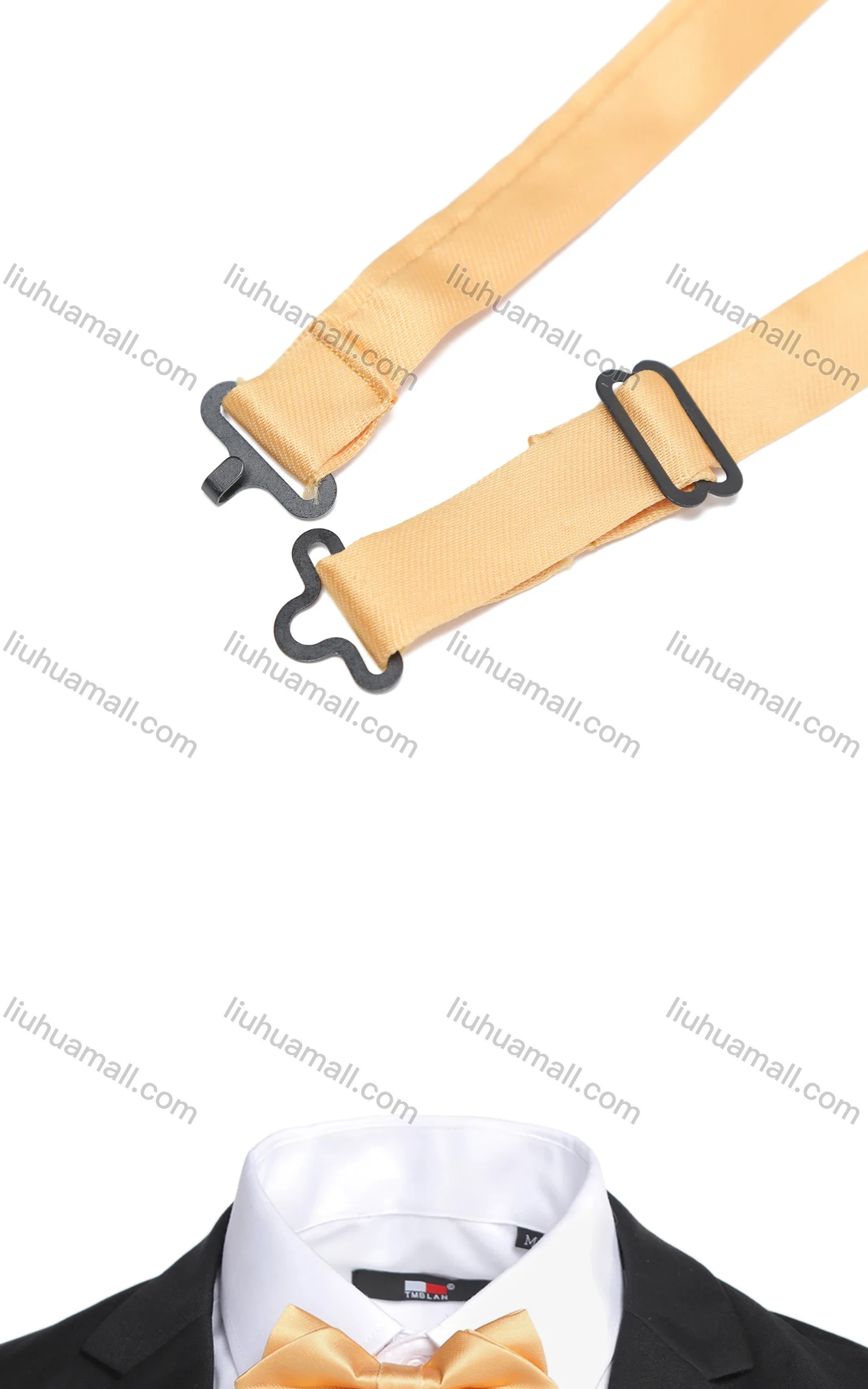 Wholesale Men's Fashion Plain Adjustable Bow Ties & Pocket Square Sets - Liuhuamall