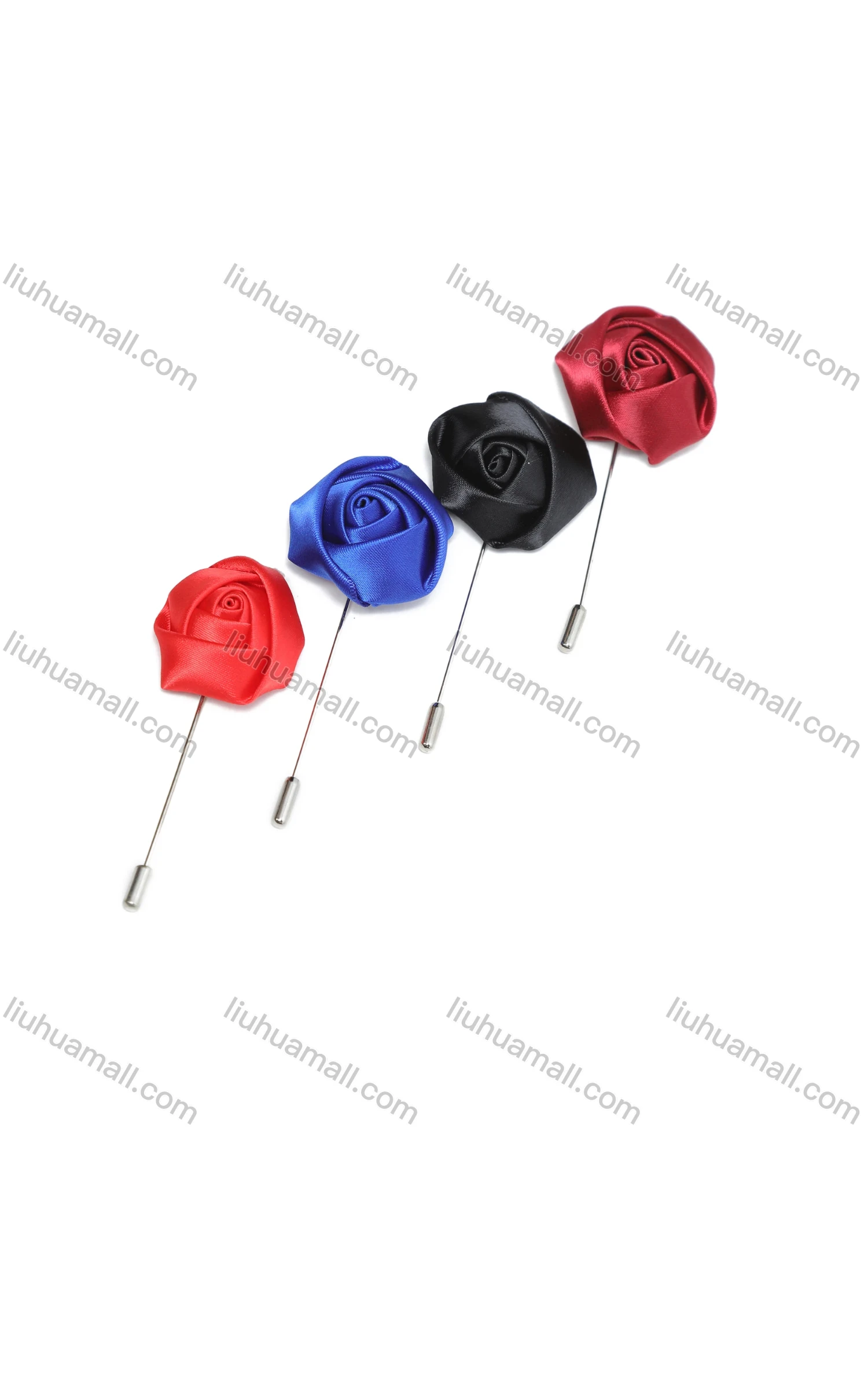 Wholesale Men's Fashion Plain Satin Flower Boutonniere With Pin For Suit - Liuhuamall