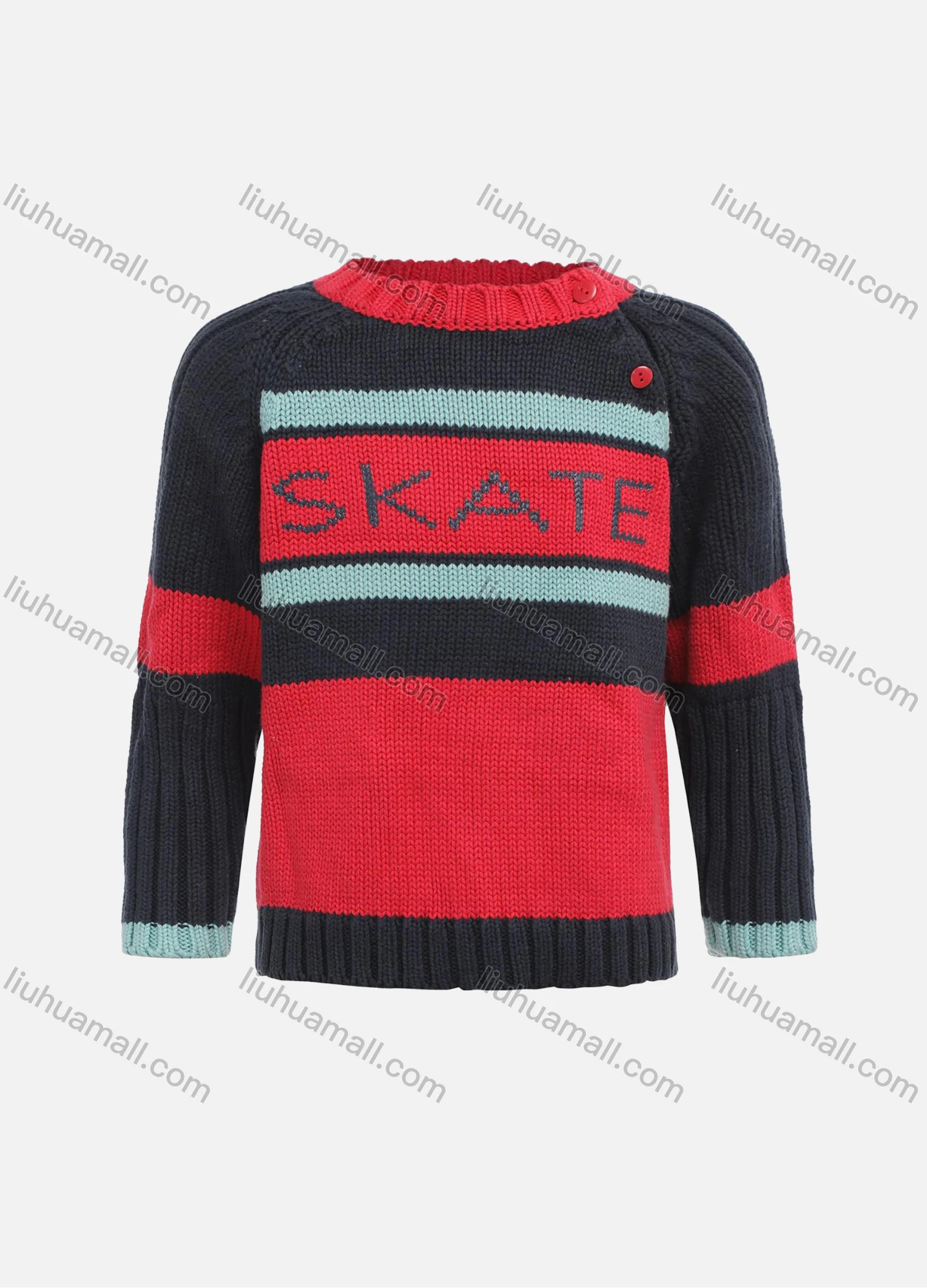 Wholesale Boys Long Sleeve Letter Colorblock Pullover Long Sleeve Sweater - Liuhuamall