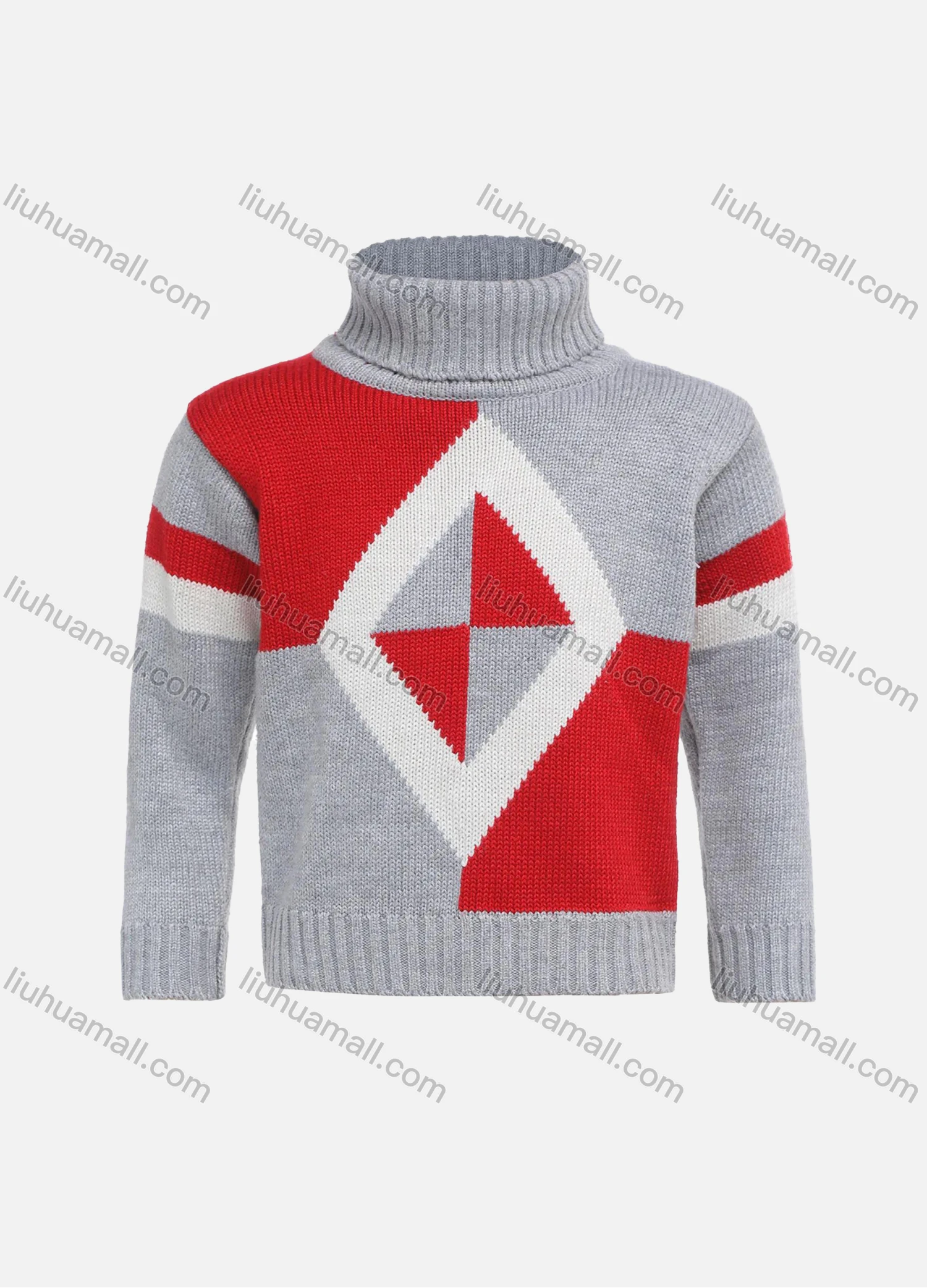 Wholesale Boys Long Sleeve Turtleneck Colorblock Pullover Sweater - Liuhuamall
