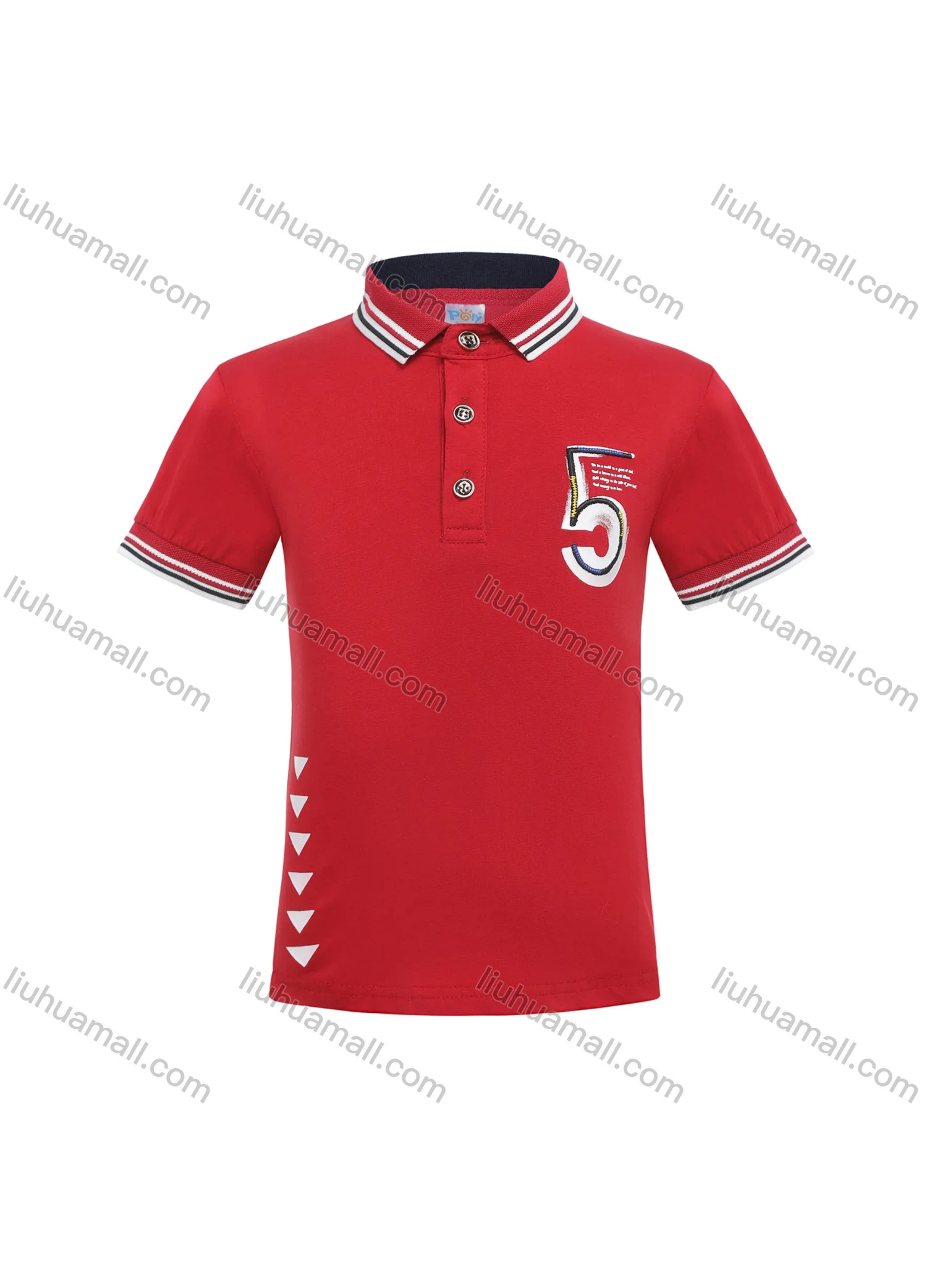 Wholesale Boys Casual Number Letter Print Striped Polo Shirt - Liuhuamall