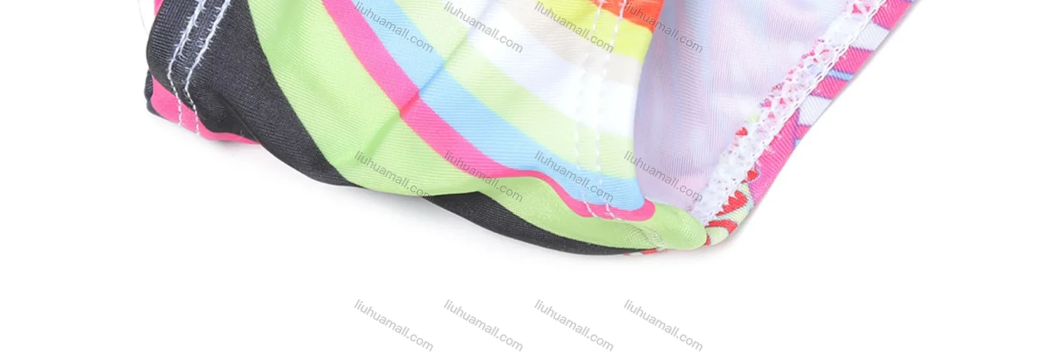 Wholesale Girls Vacation Crew Neck Sleeveless Ruffle Hem Abstract Print One Piece Swimsuit - Liuhuamall