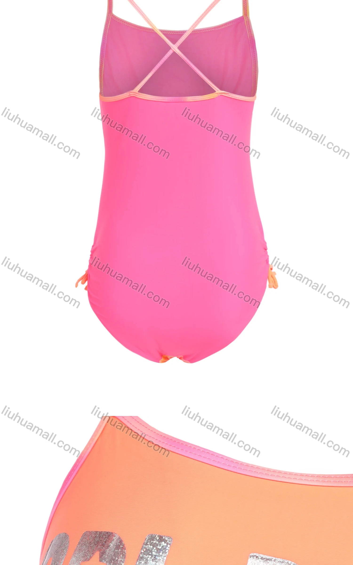 Wholesale Girls One Piece Letter Print Cut Out Letter Tie Dye Cut Out Swimsuit - Liuhuamall