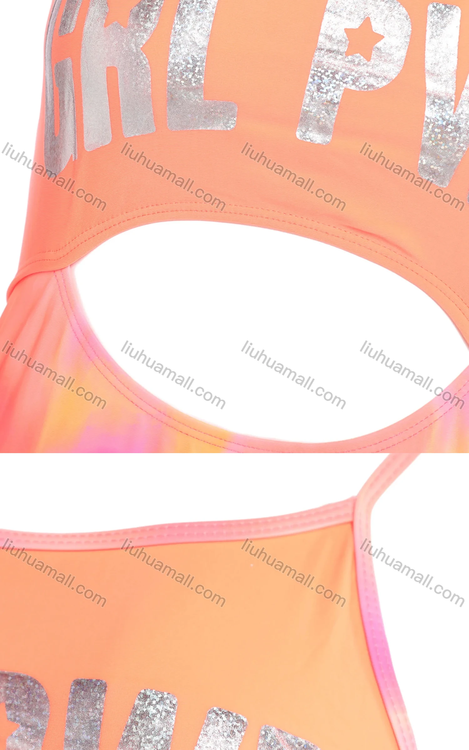 Wholesale Girls One Piece Letter Print Cut Out Letter Tie Dye Cut Out Swimsuit - Liuhuamall