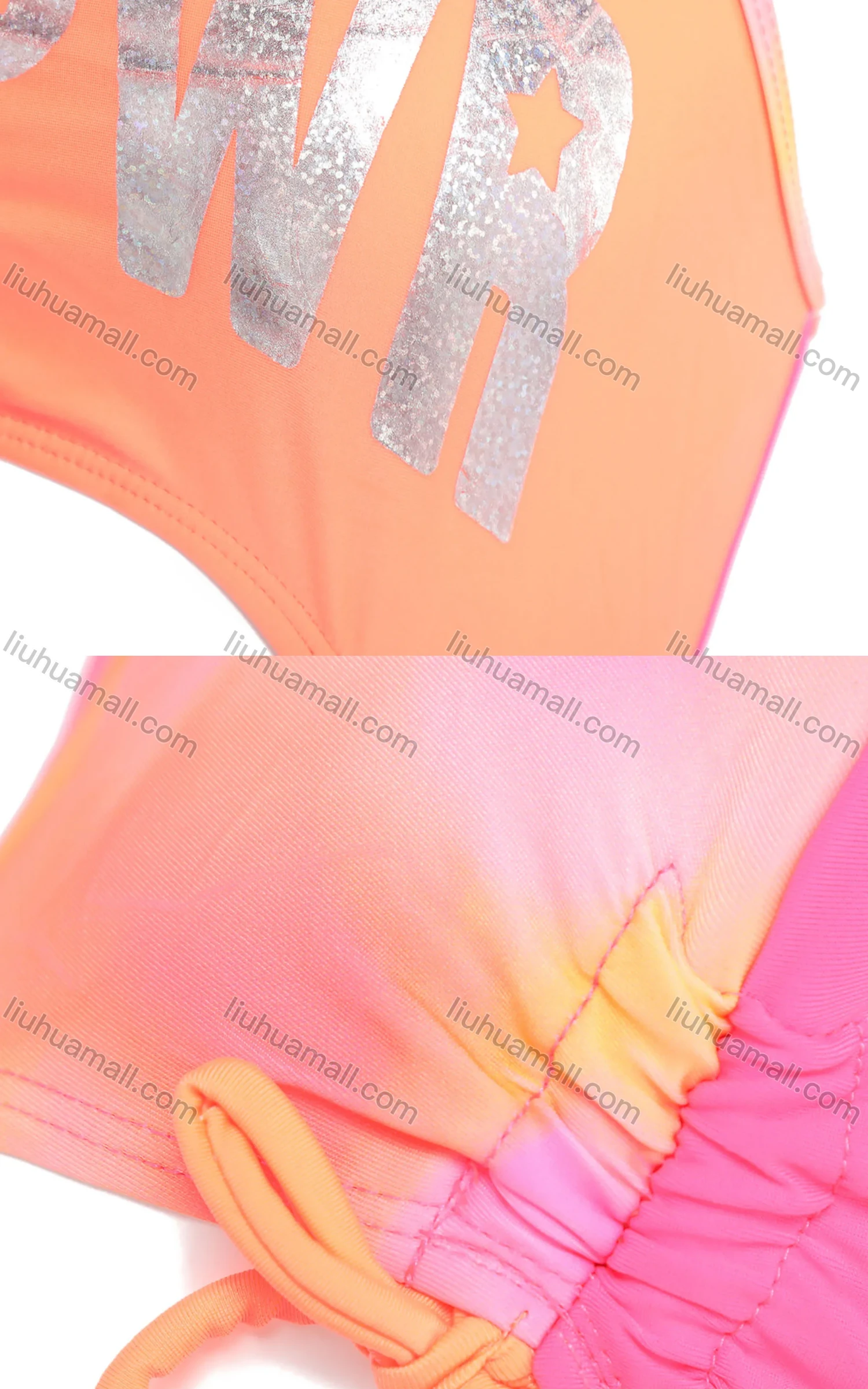 Wholesale Girls One Piece Letter Print Cut Out Letter Tie Dye Cut Out Swimsuit - Liuhuamall