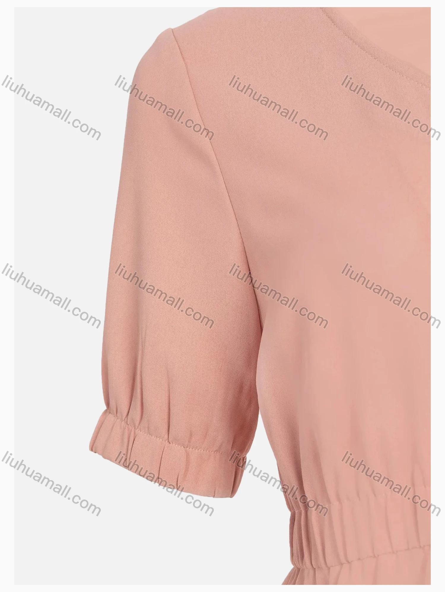 Wholesale Women's Casual Plain V Neck Button Front Knee Length Ruched A-Line Dress - Liuhuamall