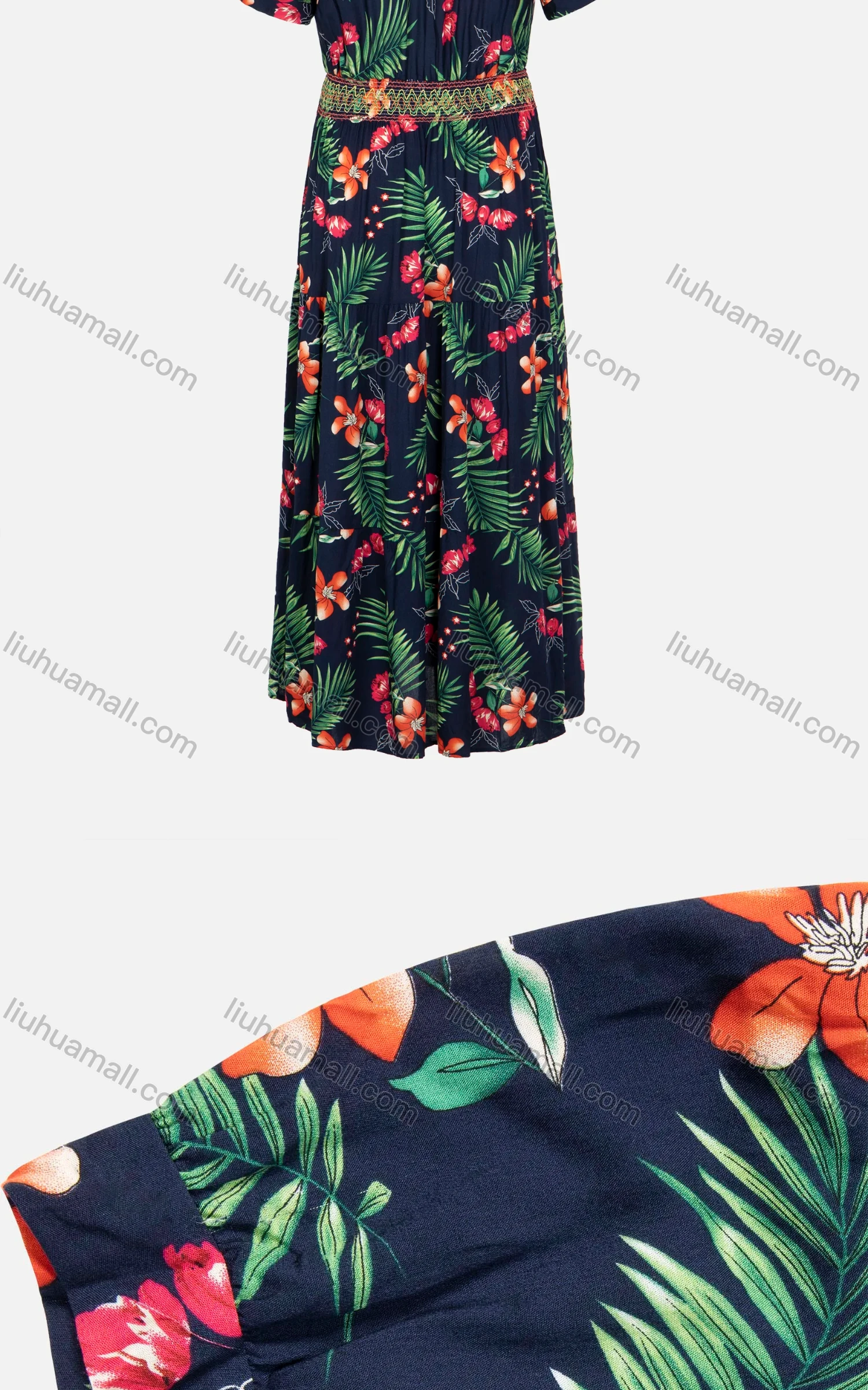 Wholesale Women's Casual Collared Puff Sleeve Button Front Pleated A-Line Dress - Liuhuamall