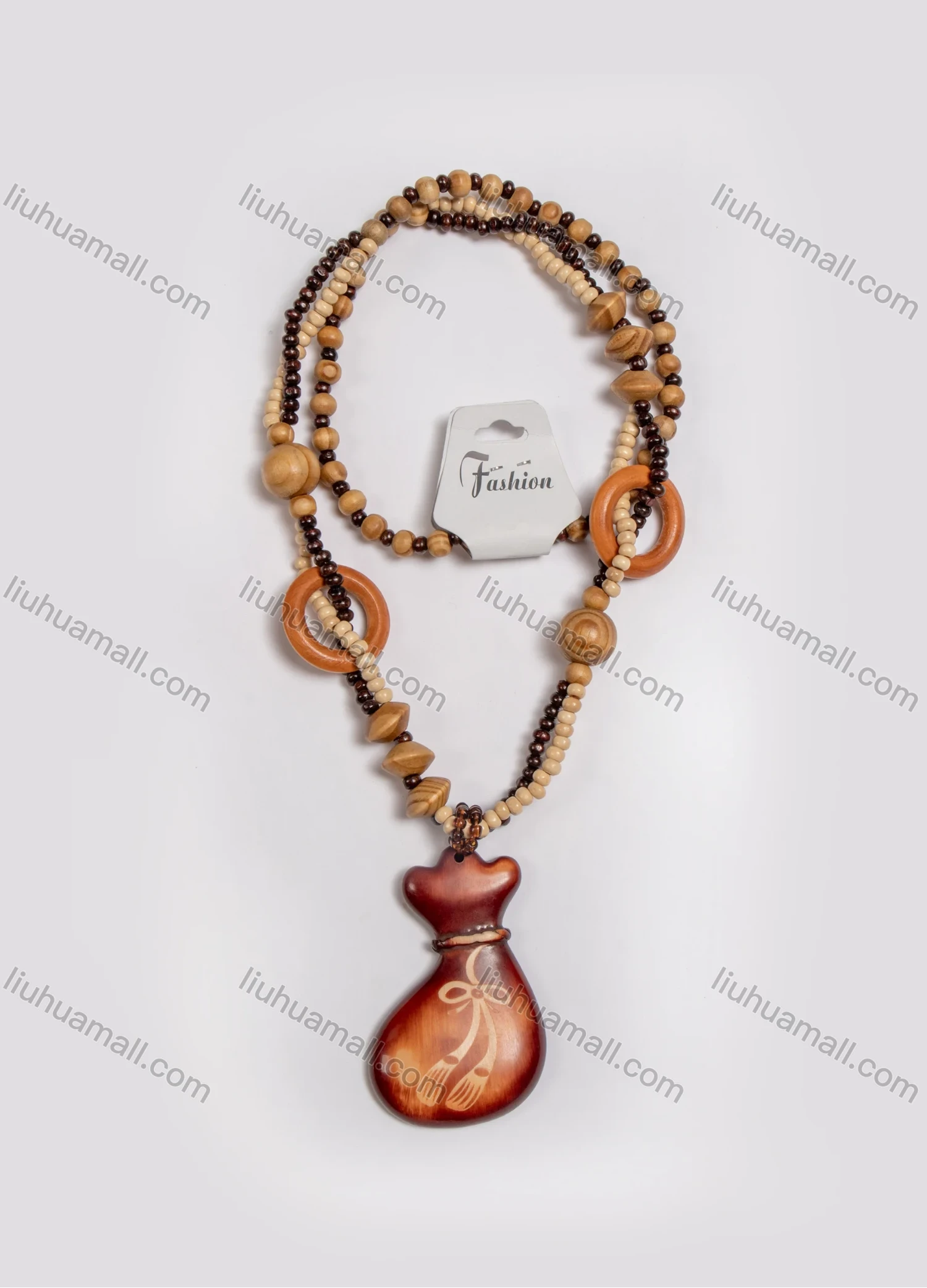 Wholesale Vintage Lucky Bag Wood Beads Necklace - Liuhuamall
