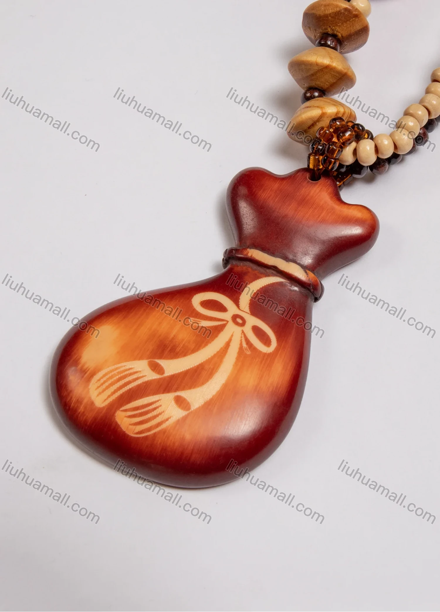 Wholesale Vintage Lucky Bag Wood Beads Necklace - Liuhuamall