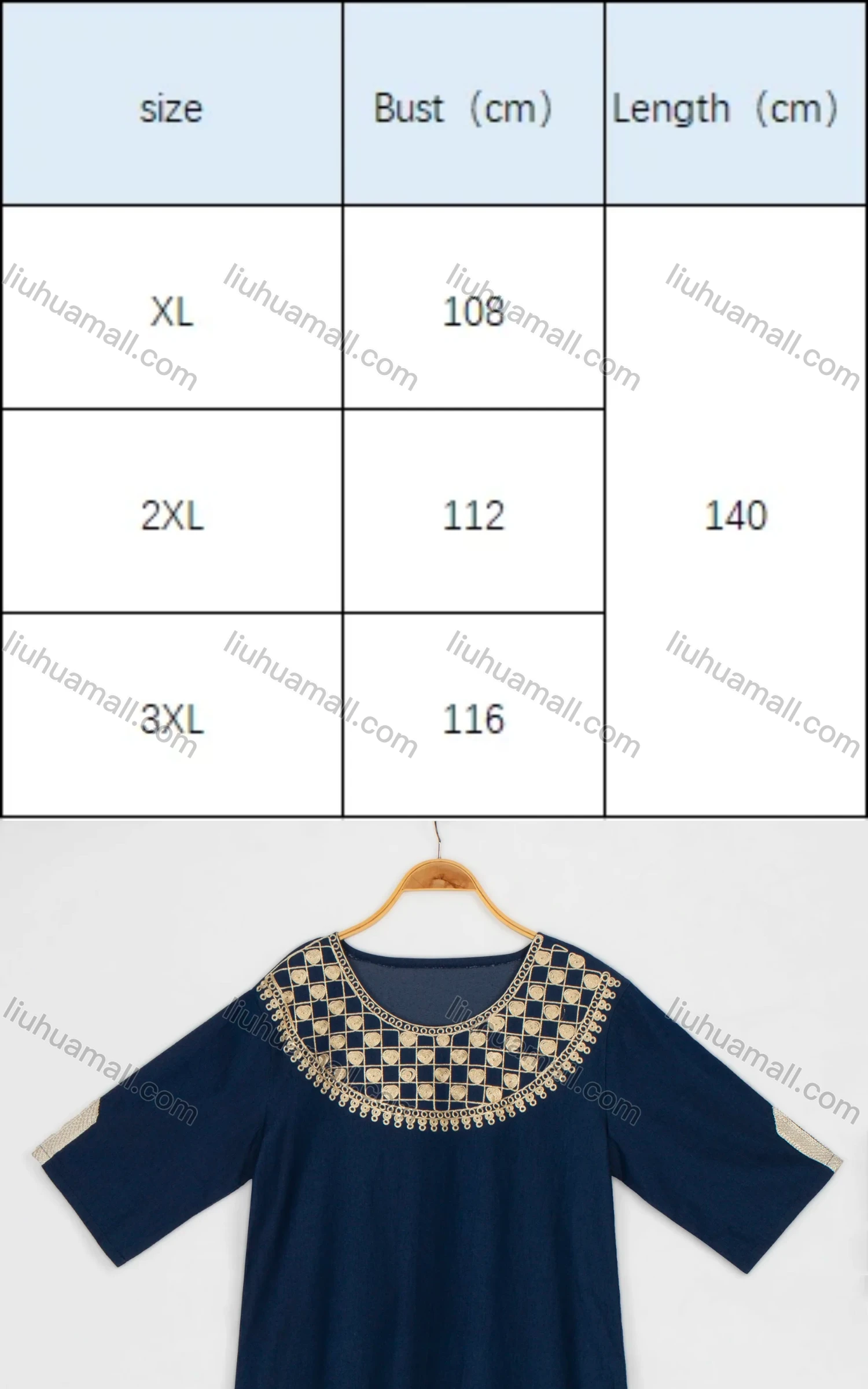 Wholesale Women's Plus Size Casual Half Sleeve Crew Neck Embroidery Denim Midi Dress - Liuhuamall