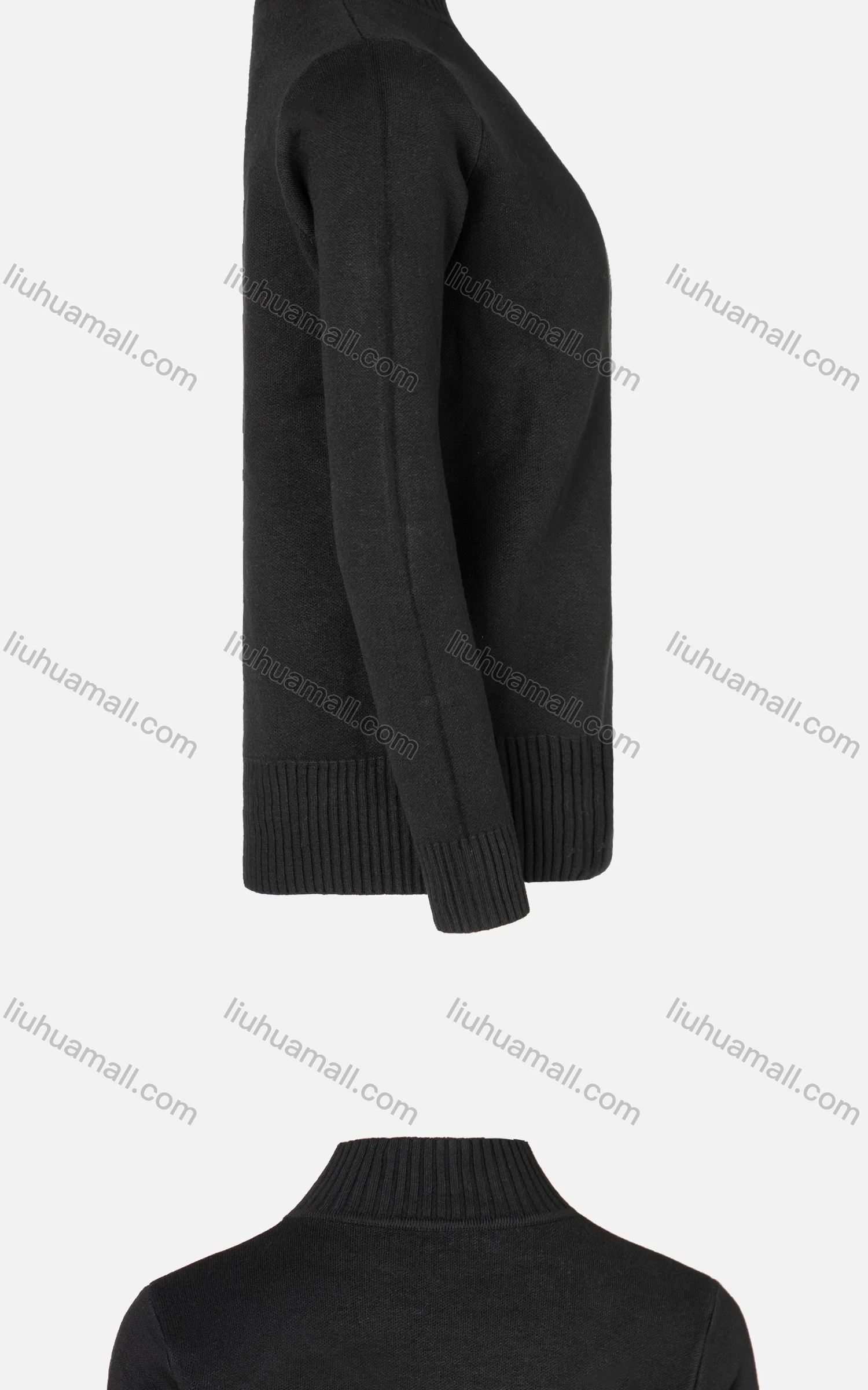 Wholesale Women's Plain Rib-knit Mock Neck Long Sleeve Sweater - Liuhuamall