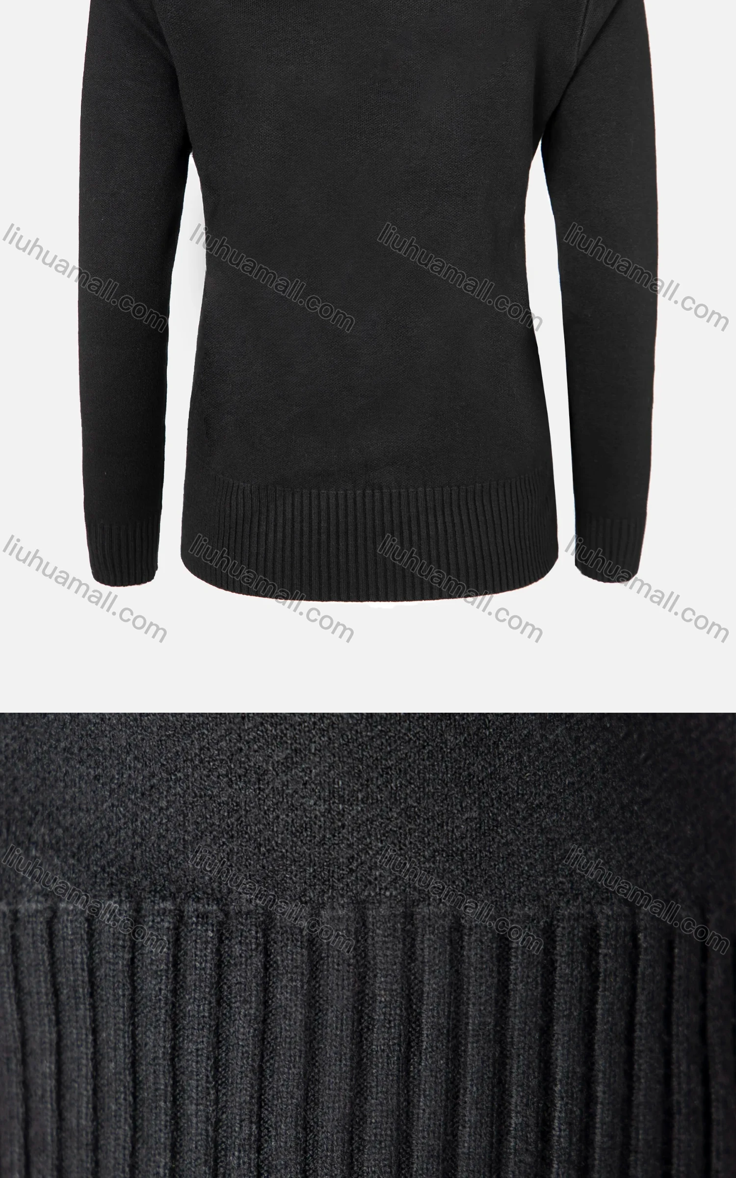 Wholesale Women's Plain Rib-knit Mock Neck Long Sleeve Sweater - Liuhuamall
