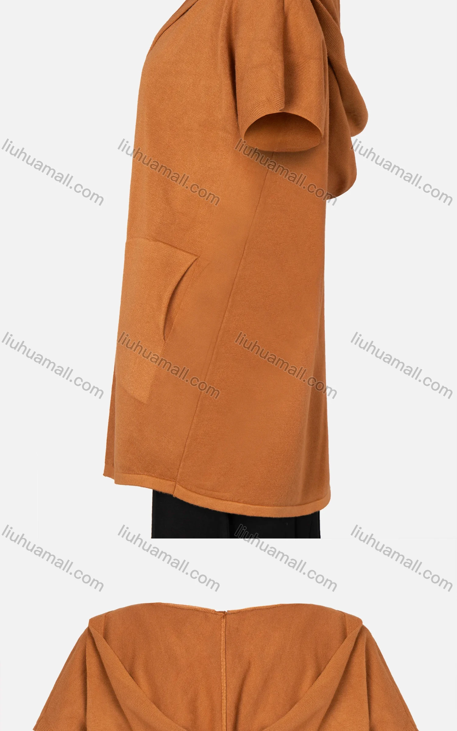 Wholesale Women's Plain Seam Open Front Hooded Pocket Cardigan - Liuhuamall