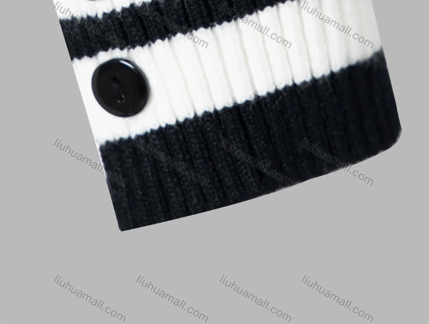 Wholesale Women's Striped Rib-knit Turtleneck Button Cuff Long Sleeve Sweater - Liuhuamall