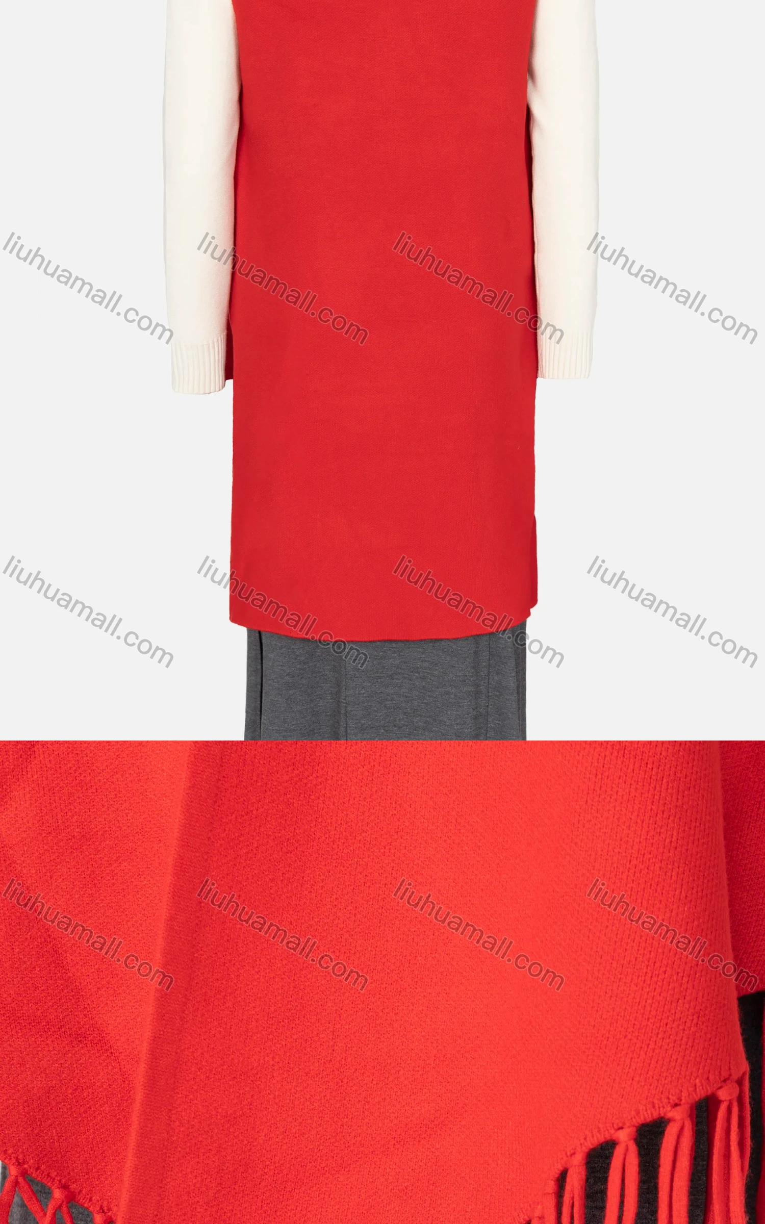 Wholesale Women's Fringe Trim Lapel Sleeveless High Low Asymmetrical Hem Cardigan - Liuhuamall