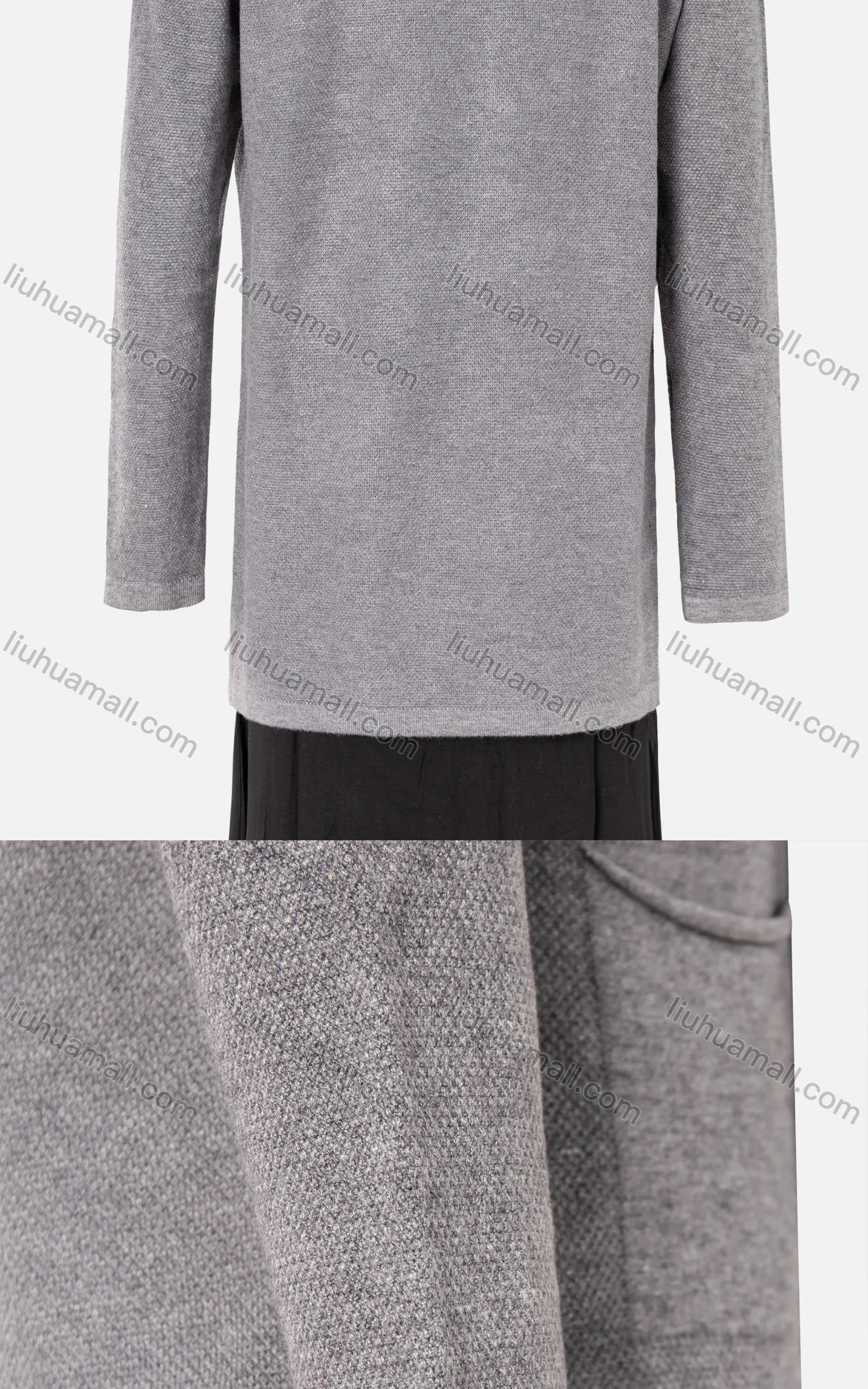 Wholesale Women's Plain Open Front Dual Pocket Rib-knit Trim Long Sleeve Cardigan - Liuhuamall