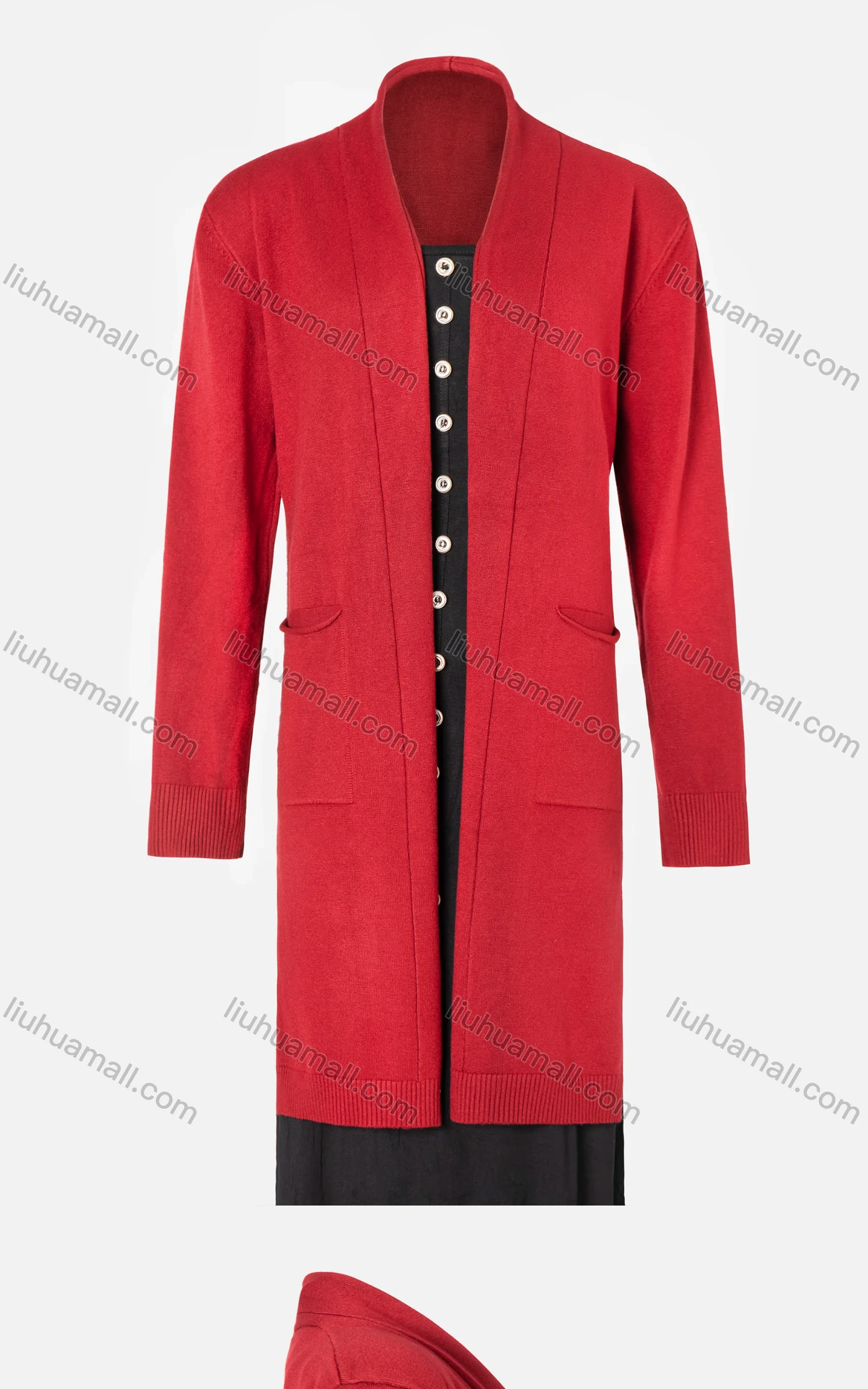 Wholesale Women's Open Front Long Sleeve Belted Rid-Knit Side Slit Cardigan - Liuhuamall