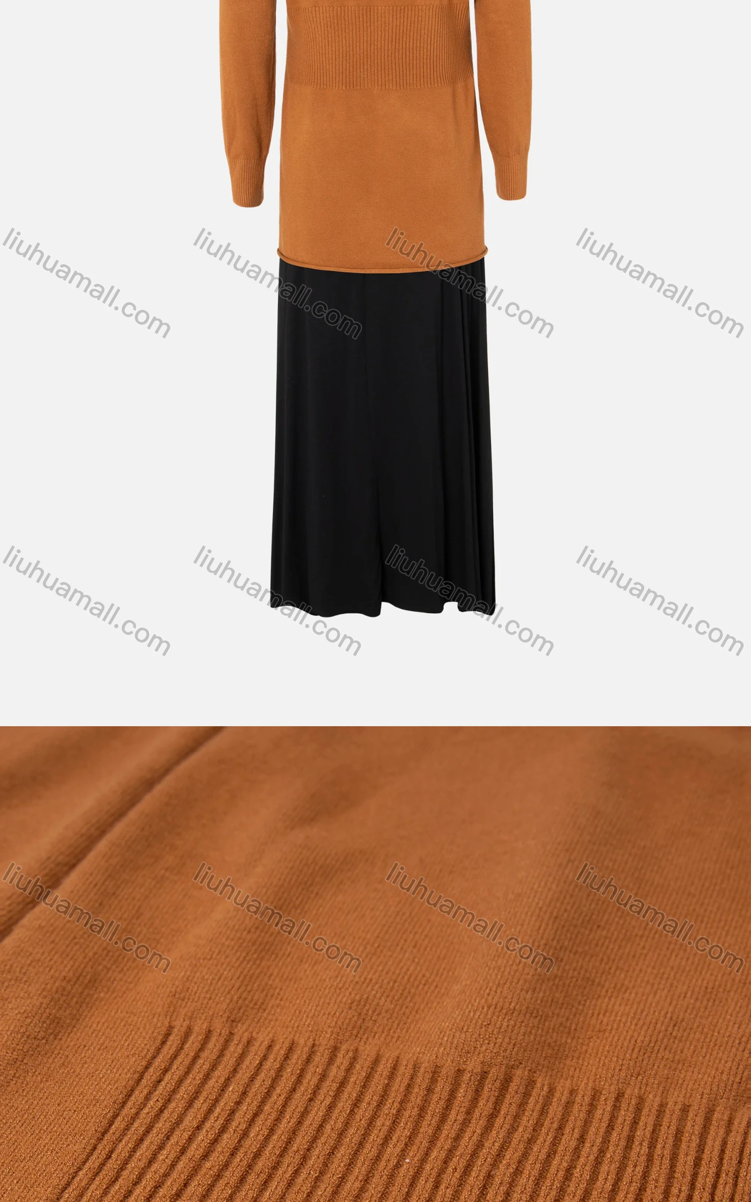 Wholesale Women's Plain Rib-Knit Open Front Curly Hem Long Sleeve Cardigan - Liuhuamall