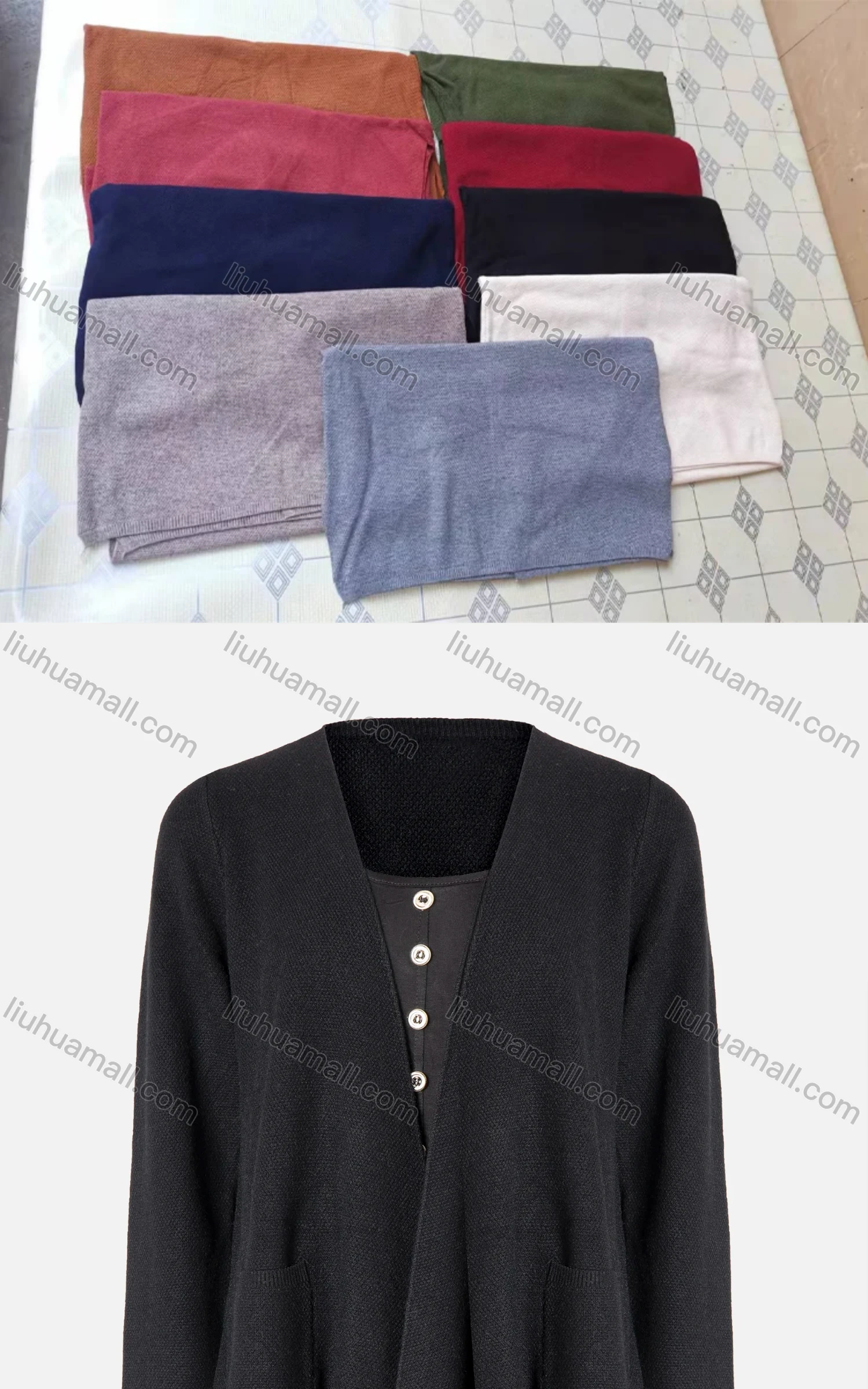 Wholesale Women's Plain High Low Asymmetrical Hem Open Front Pocket Cardigan - Liuhuamall