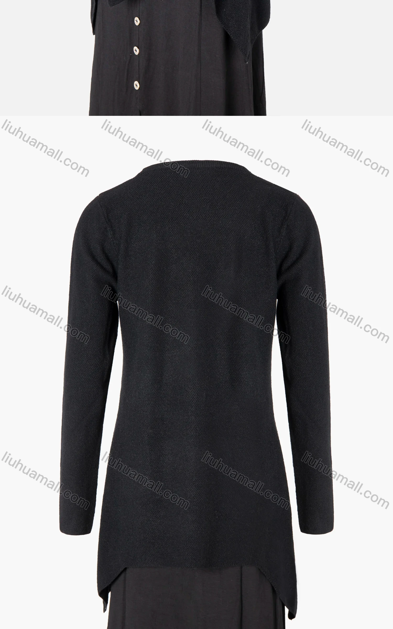 Wholesale Women's Plain High Low Asymmetrical Hem Open Front Pocket Cardigan - Liuhuamall