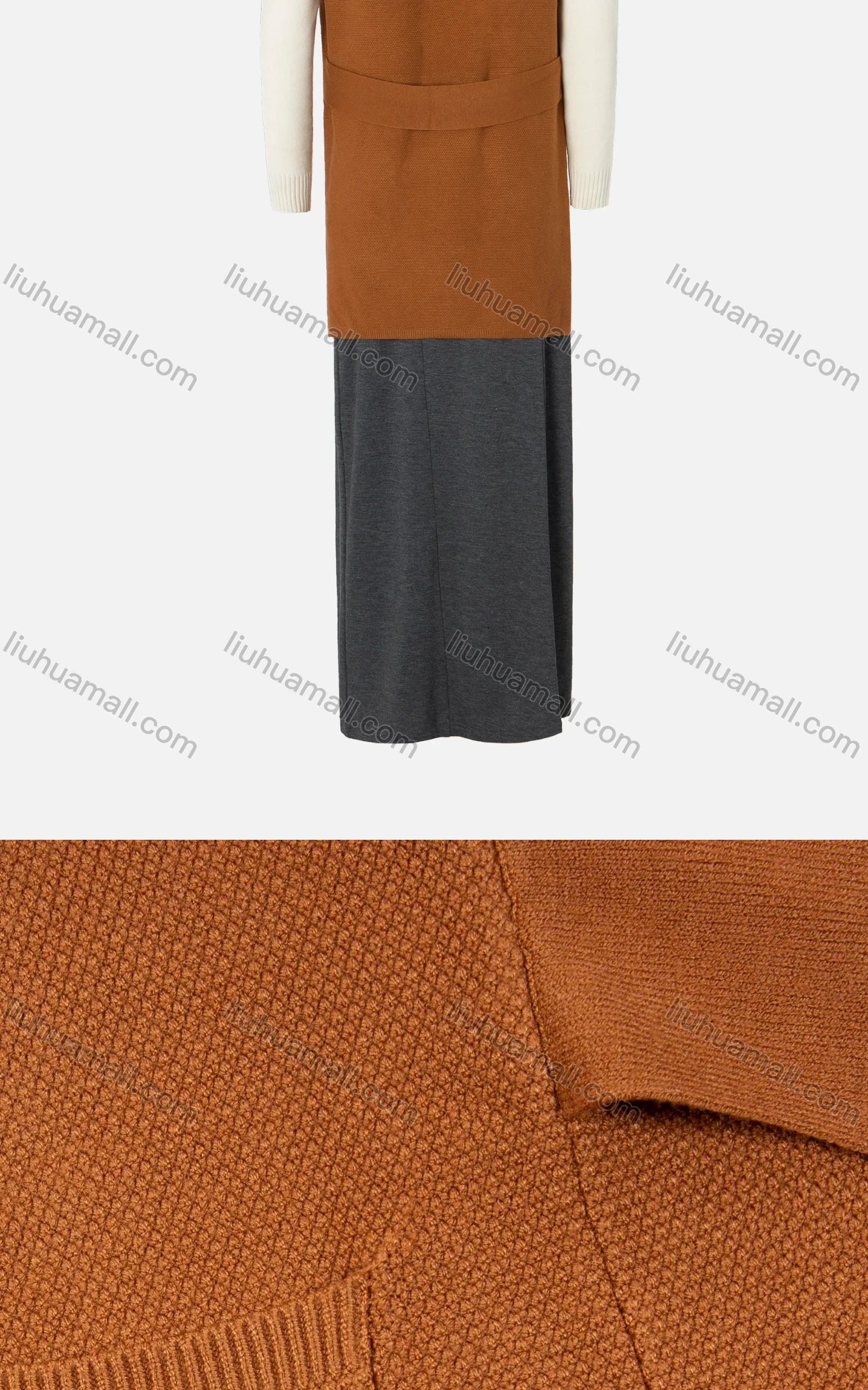 Wholesale Women's Plain Sleeveless Hooded Belted Side Slit Cardigan - Liuhuamall