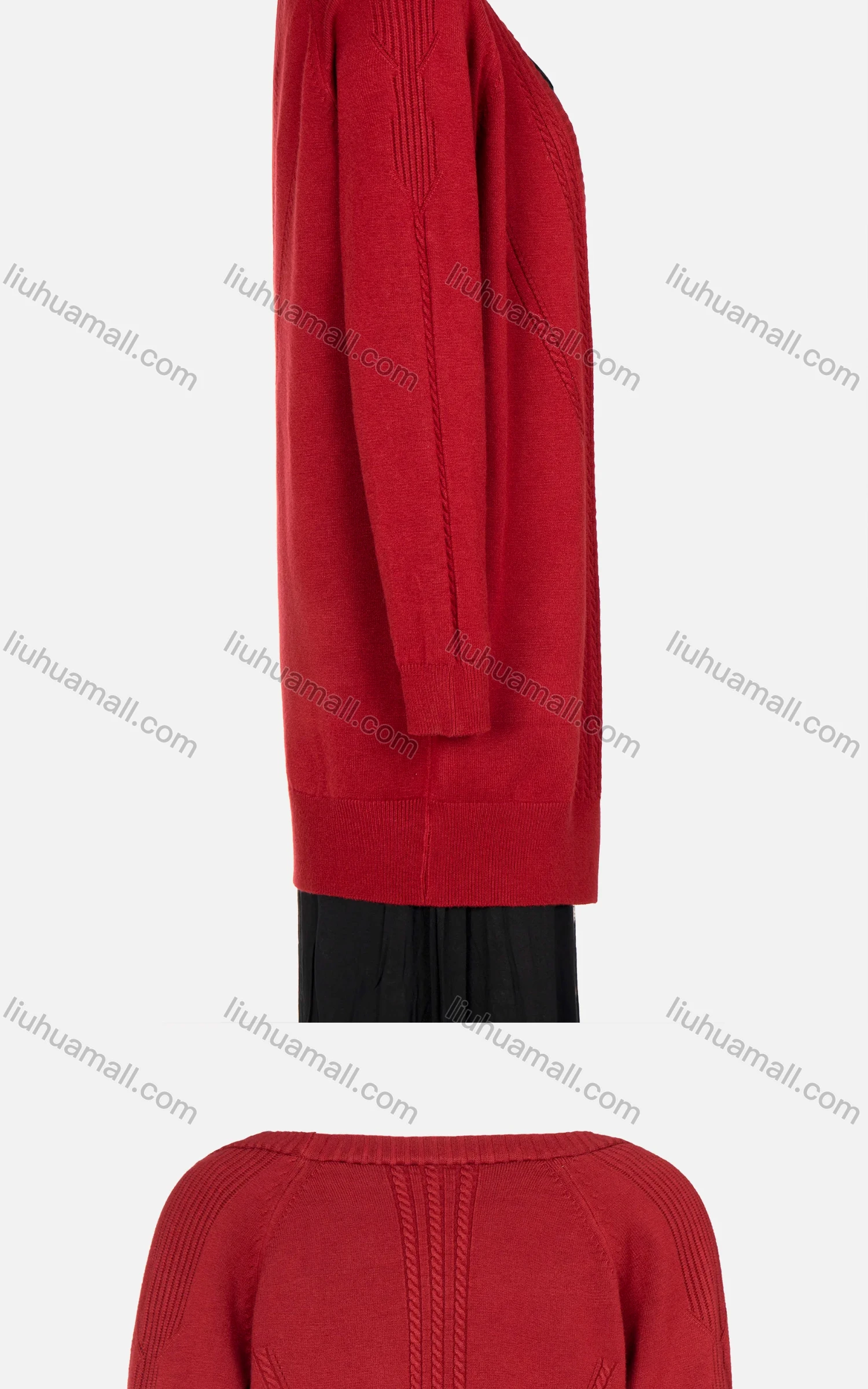 Wholesale Women's Plain Cable Knit Long Sleeve Rib-knit Trim Open Front Cardigan - Liuhuamall