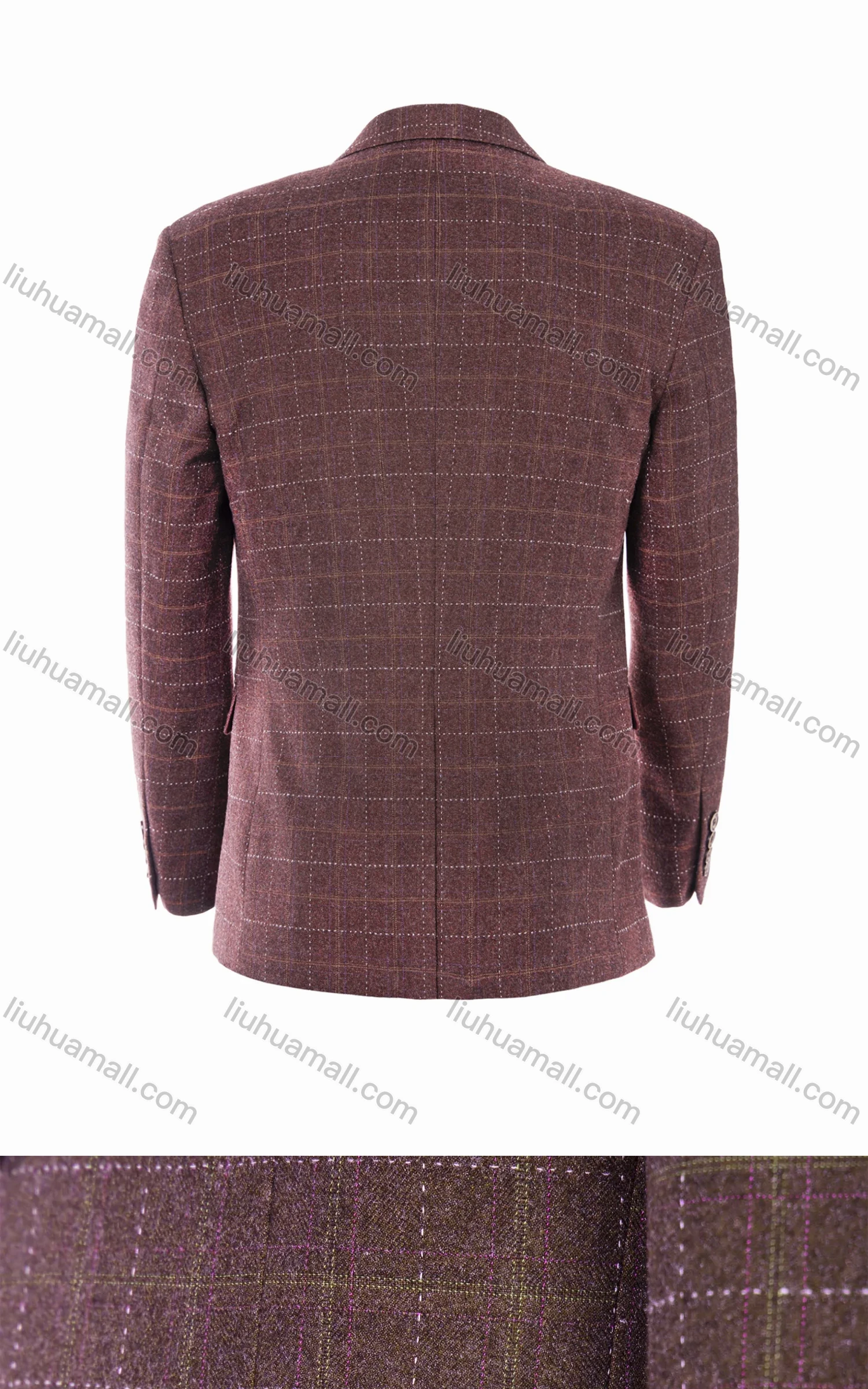 Wholesale Men's Formal Lapel Collar Single Breasted Plaid Multiple Pockets Blazer Jackets - Liuhuamall