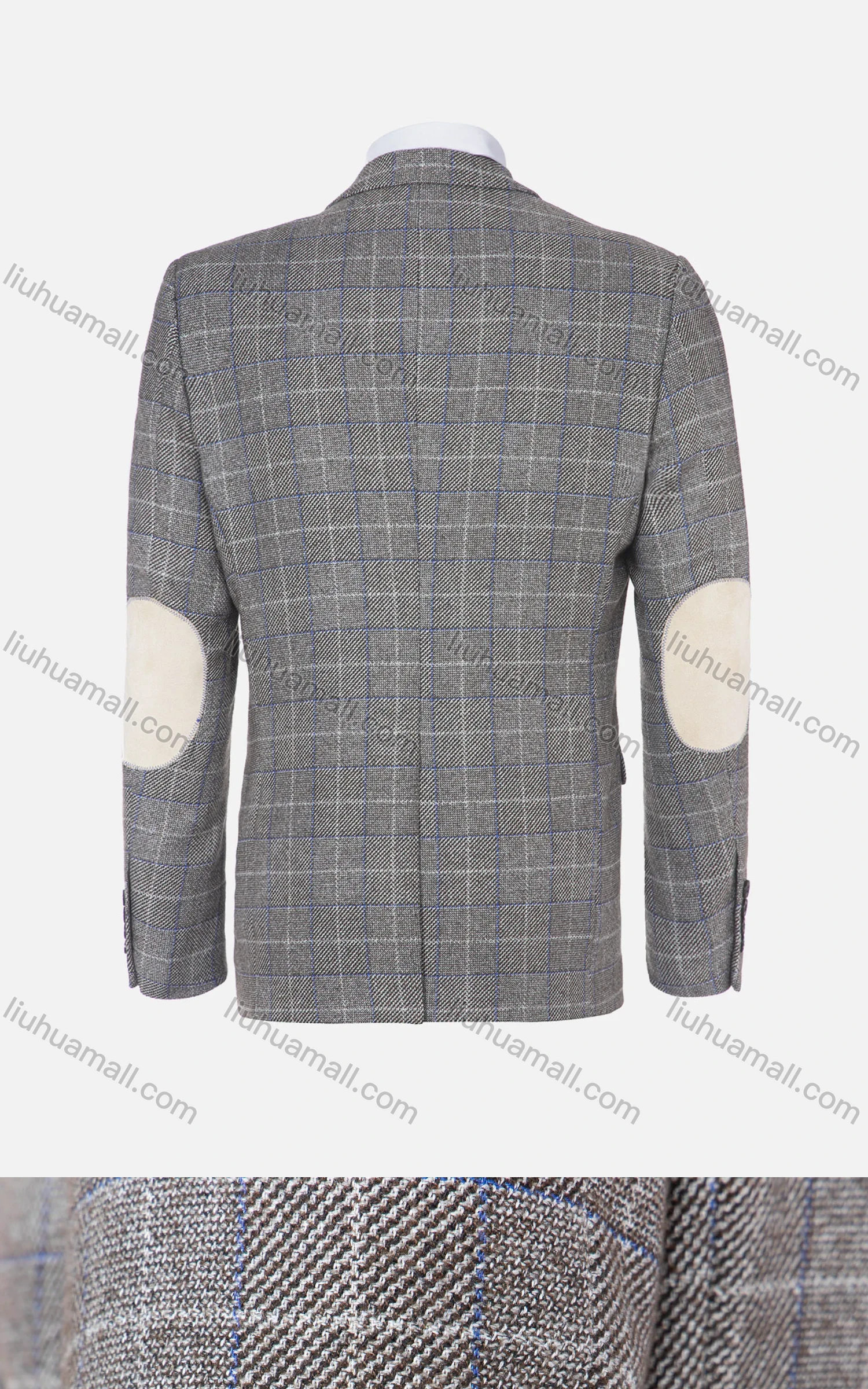 Wholesale Men's Casual Slim Fit Lapel Collar Pockets Plaid Single Breasted Patch Sleeve Blazer Jackets - Liuhuamall