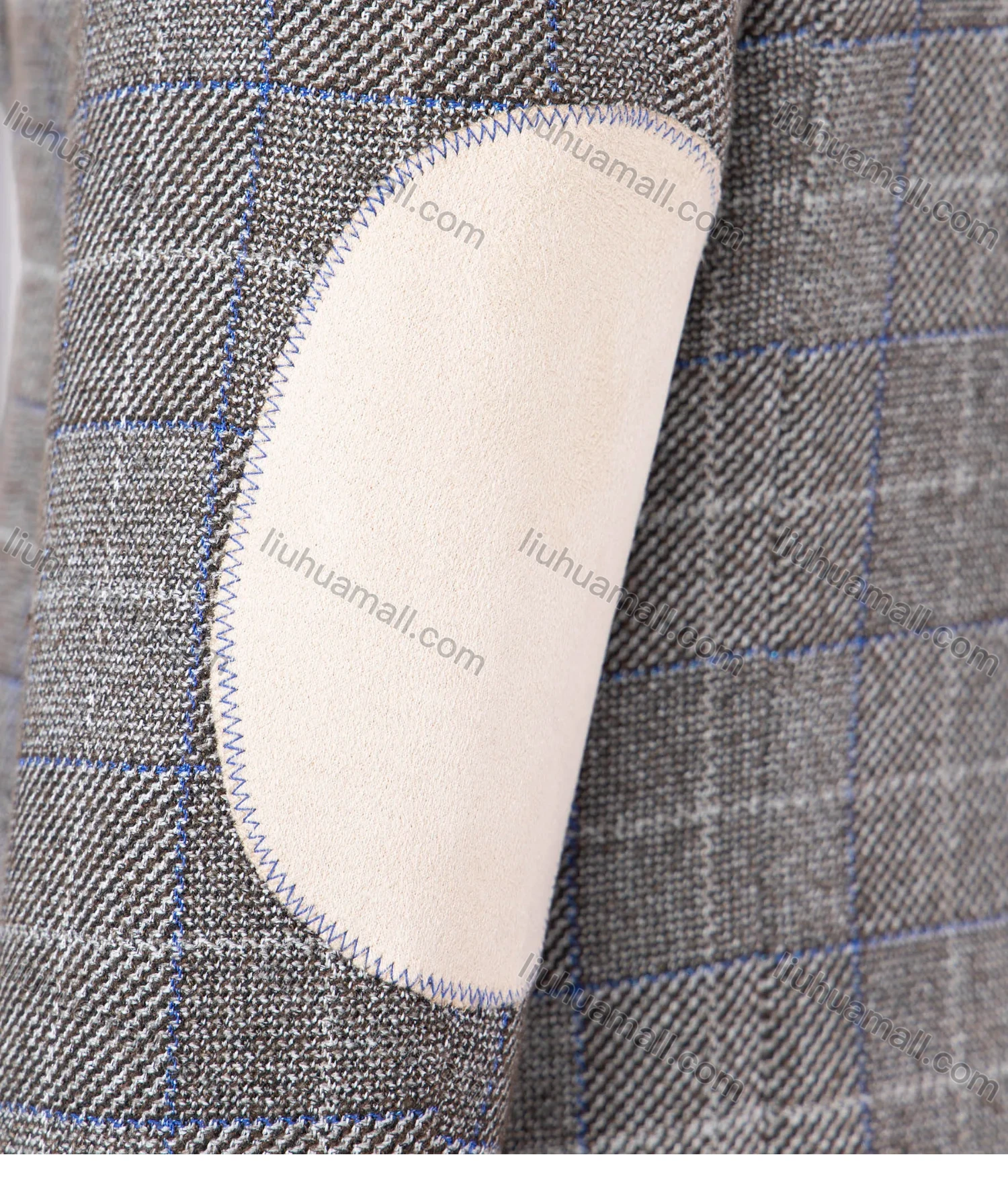 Wholesale Men's Casual Slim Fit Lapel Collar Pockets Plaid Single Breasted Patch Sleeve Blazer Jackets - Liuhuamall