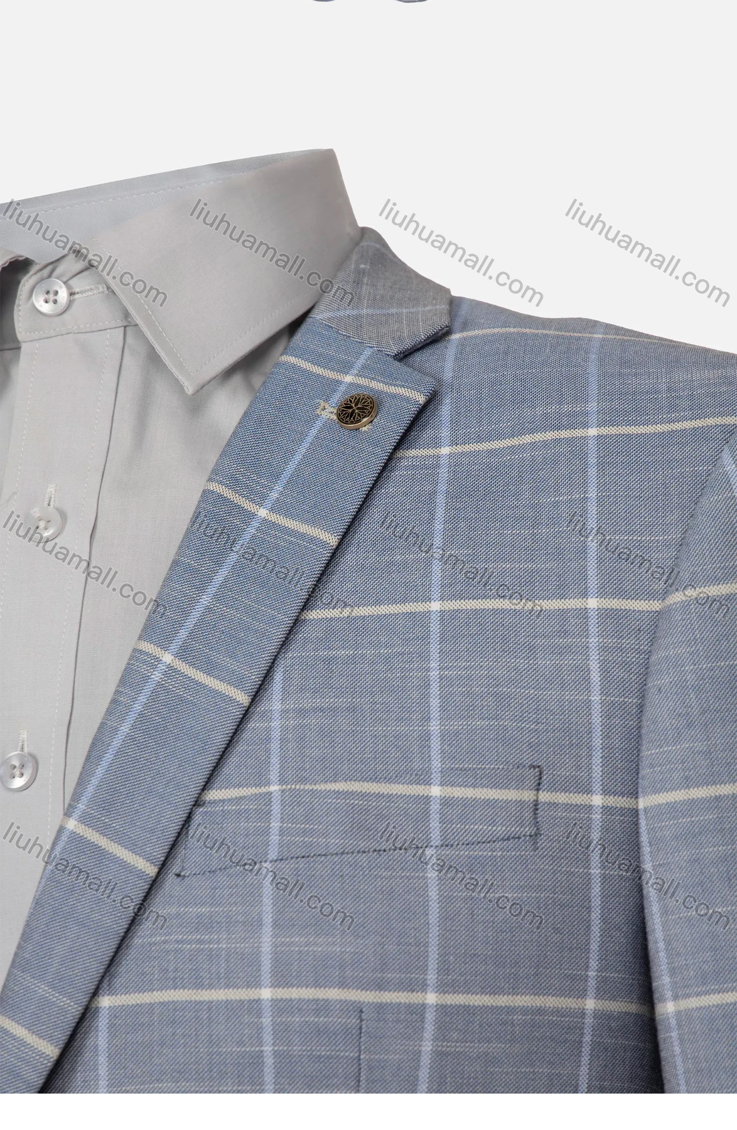 Wholesale Men's Formal Plaid Single Breasted Pockets Lapel Blazer & Trousers 2 Piece Sets - Liuhuamall