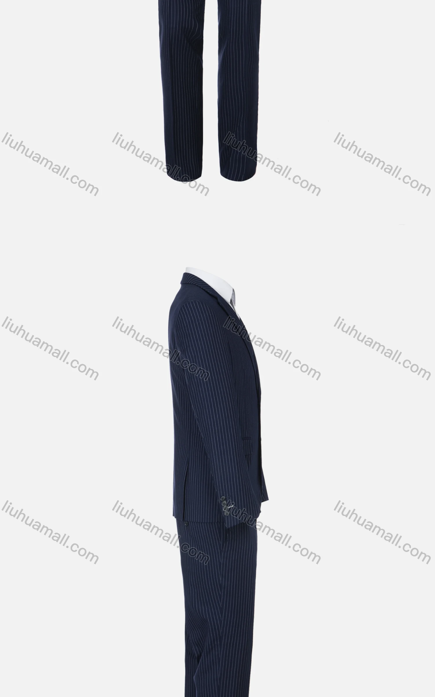 Wholesale Men's Business Striped Single Breasted Pockets Lapel Slim Fit Blazer & Trousers 2 Piece Sets - Liuhuamall