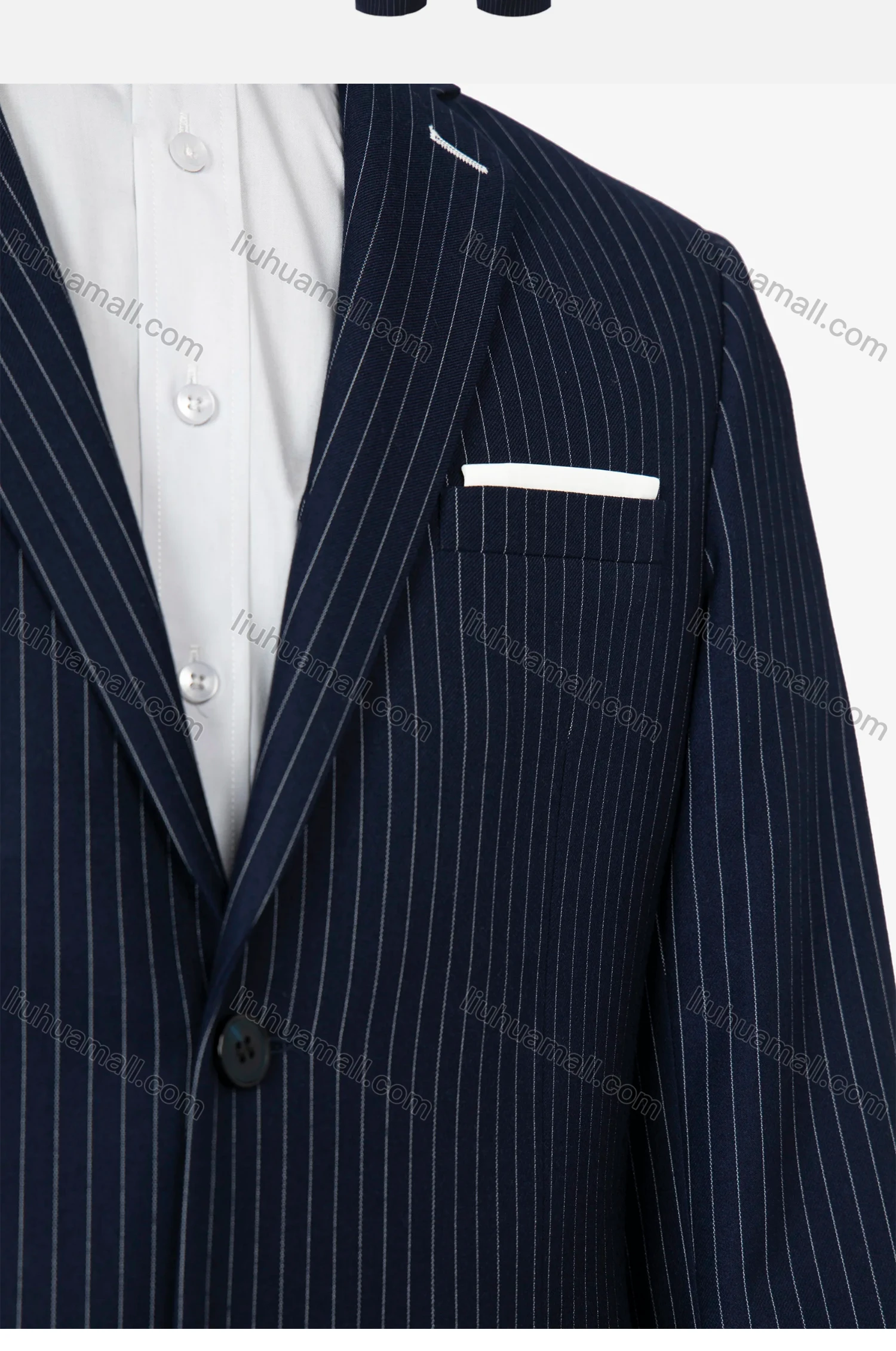 Wholesale Men's Business Striped Single Breasted Pockets Lapel Slim Fit Blazer & Trousers 2 Piece Sets - Liuhuamall