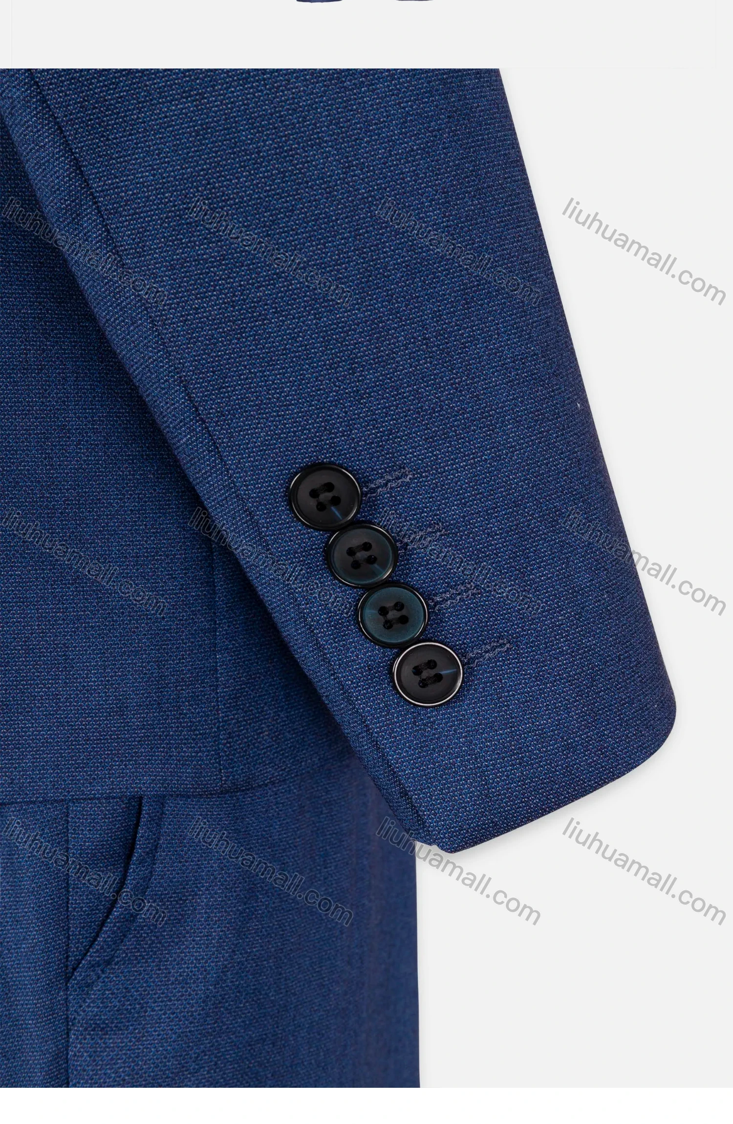 Wholesale Men's Business Plain One Button Pockets Lapel Slim Fit Blazer & Trousers 2 Piece Sets - Liuhuamall