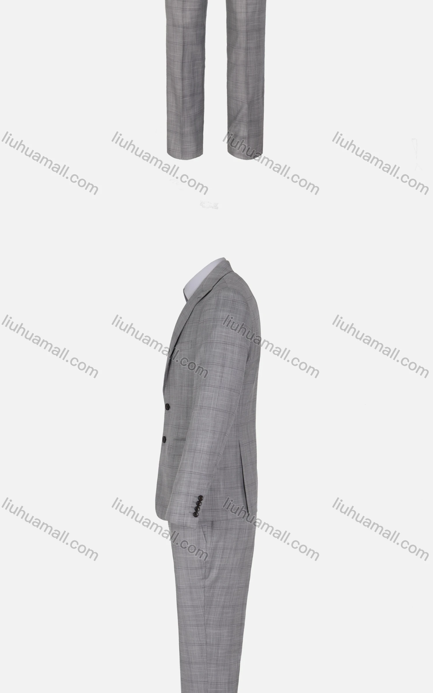 Wholesale Men's Formal Plaid Single Breasted Pockets Lapel Slim Fit Blazer & Trousers 2 Piece Sets - Liuhuamall