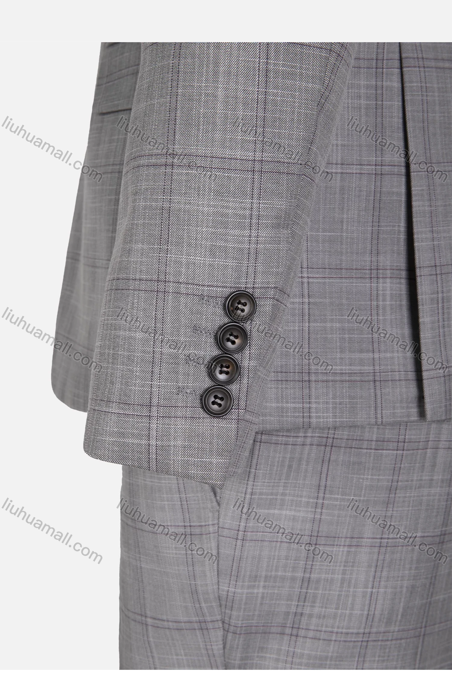 Wholesale Men's Formal Plaid Single Breasted Pockets Lapel Slim Fit Blazer & Trousers 2 Piece Sets - Liuhuamall