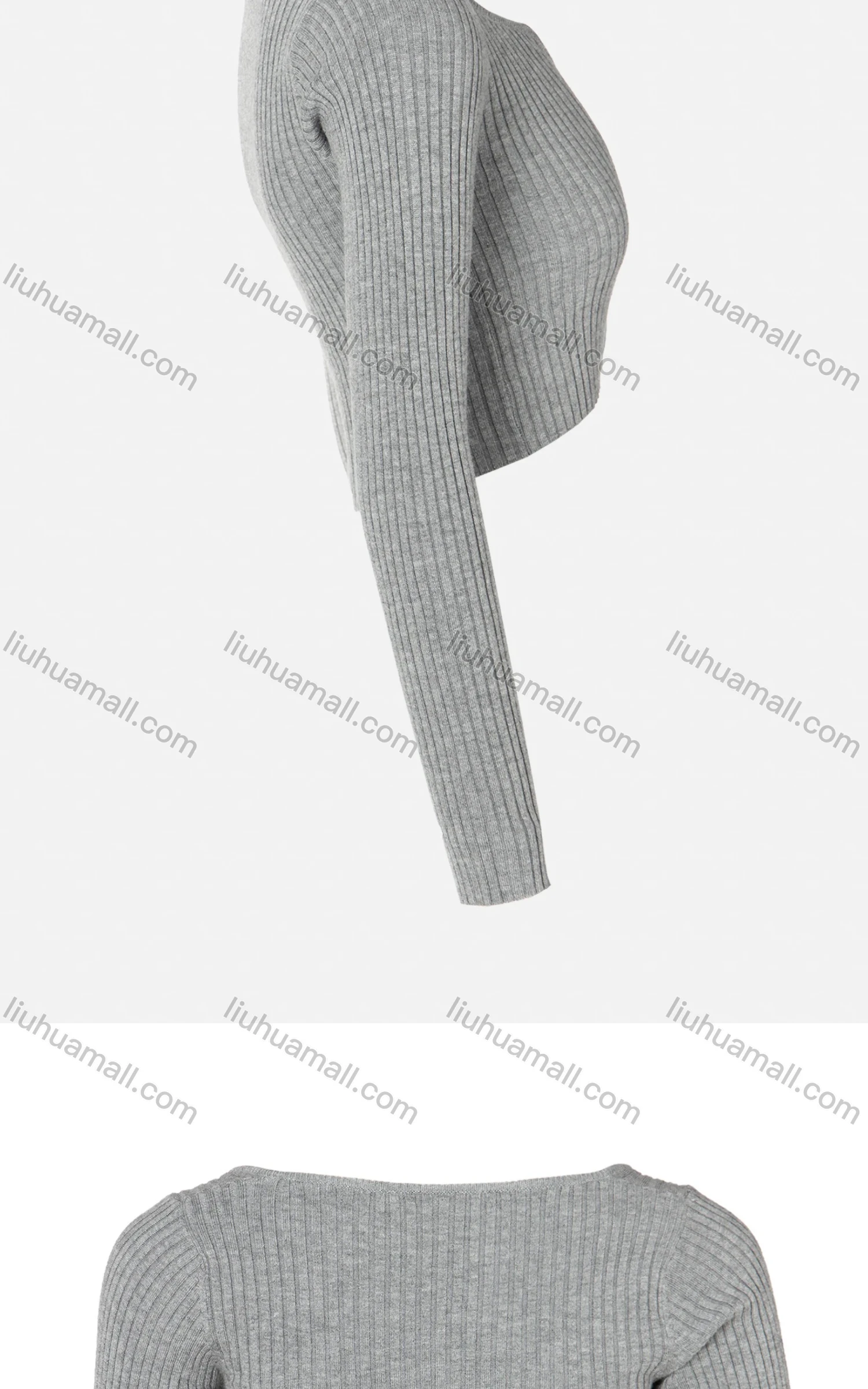 Wholesale Women's Sweetheart Neck Plain Long Sleeve Rib-Knit Crop Top - Liuhuamall