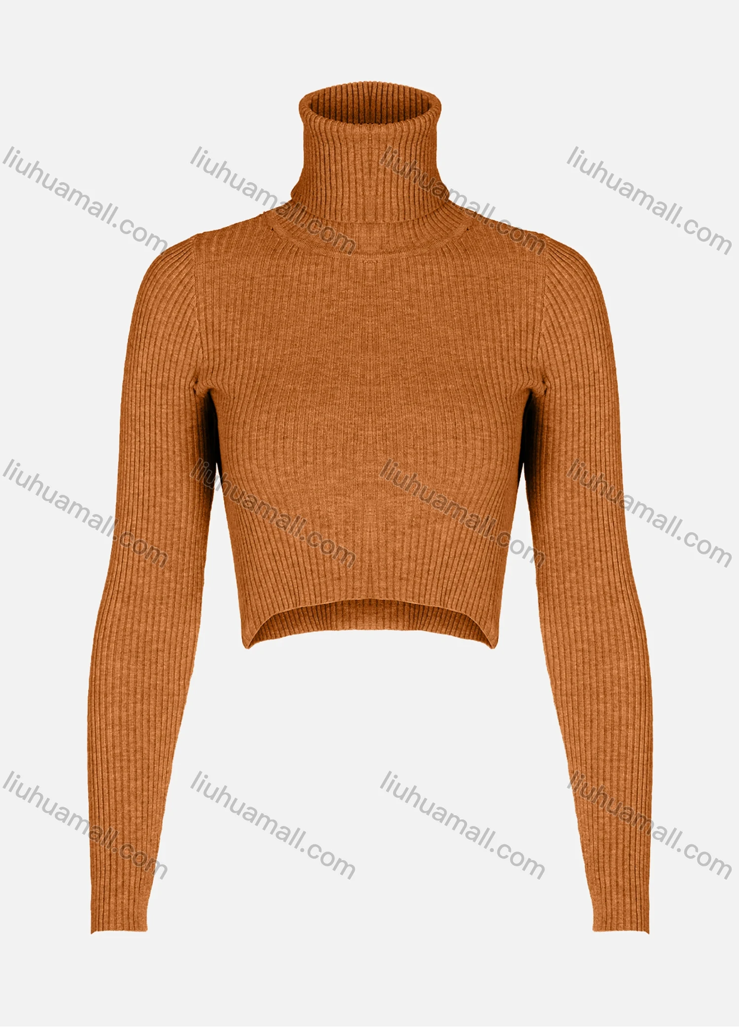 Wholesale Women's Rolled Neck Long Sleeve Crop Sweater - Liuhuamall